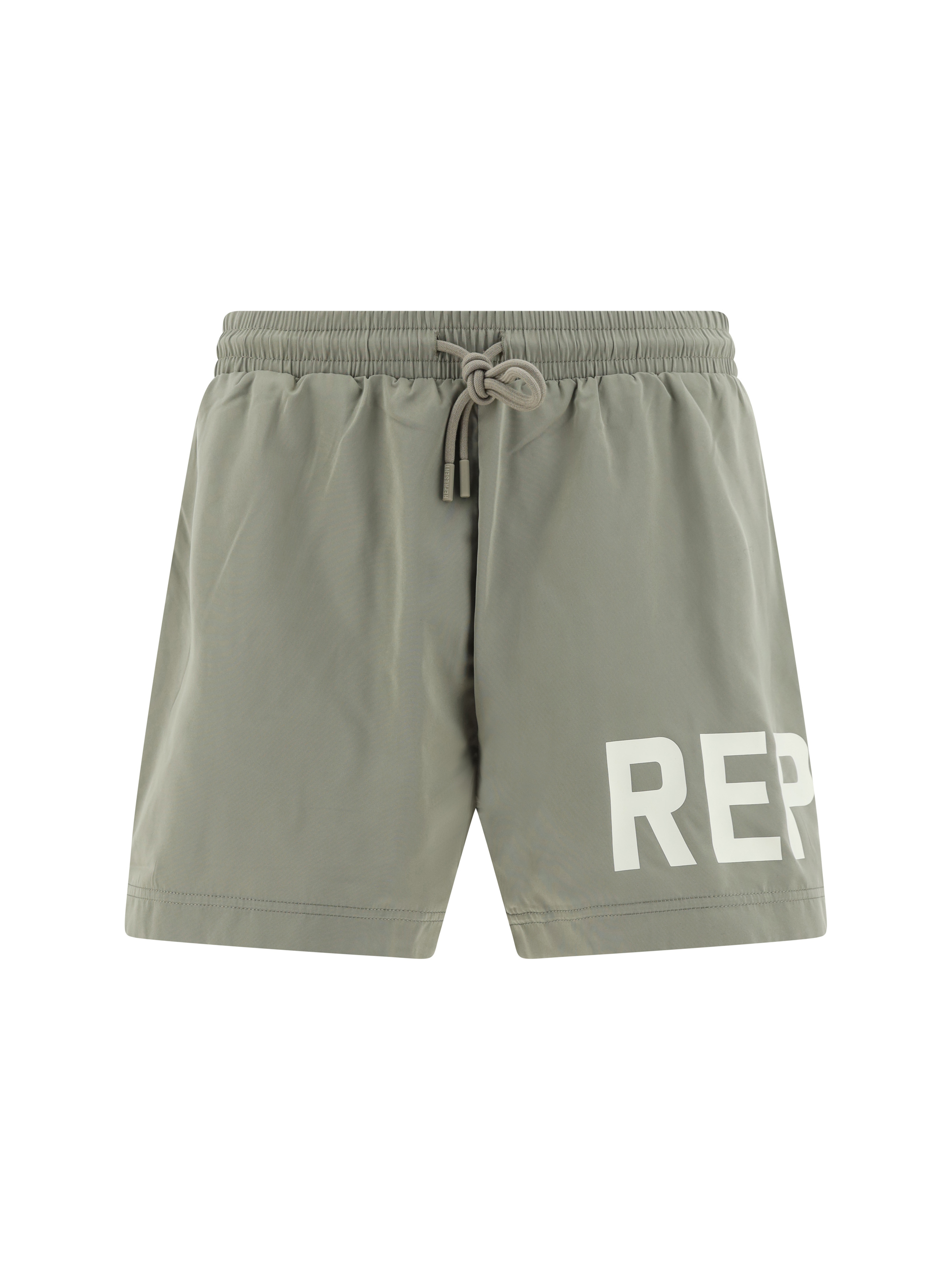 Represent Mens Khaki Brand-typography Quick-drying Swim Shorts In Khaki