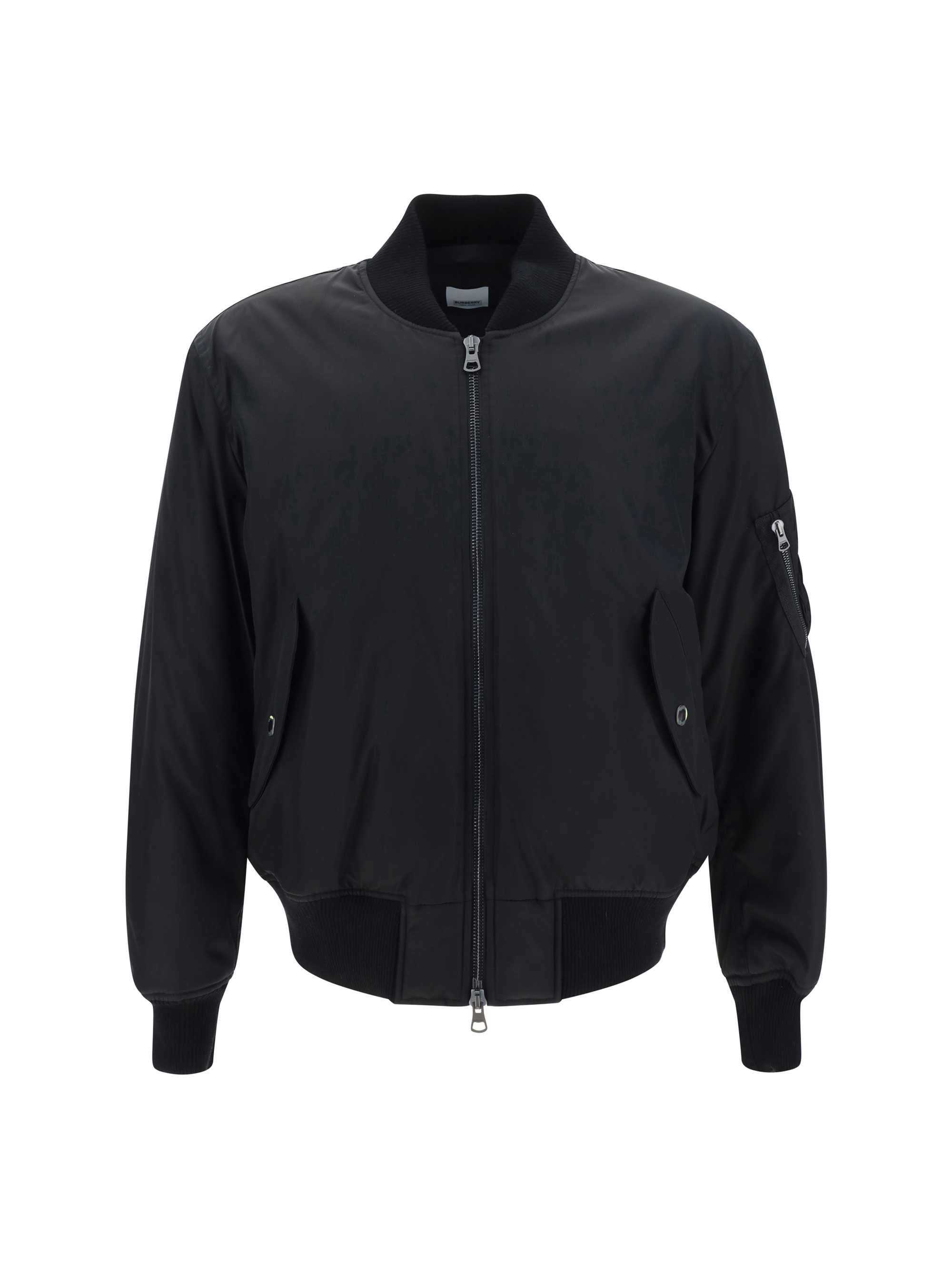 Burberry Chequered Crest Bomber Jacket In Black