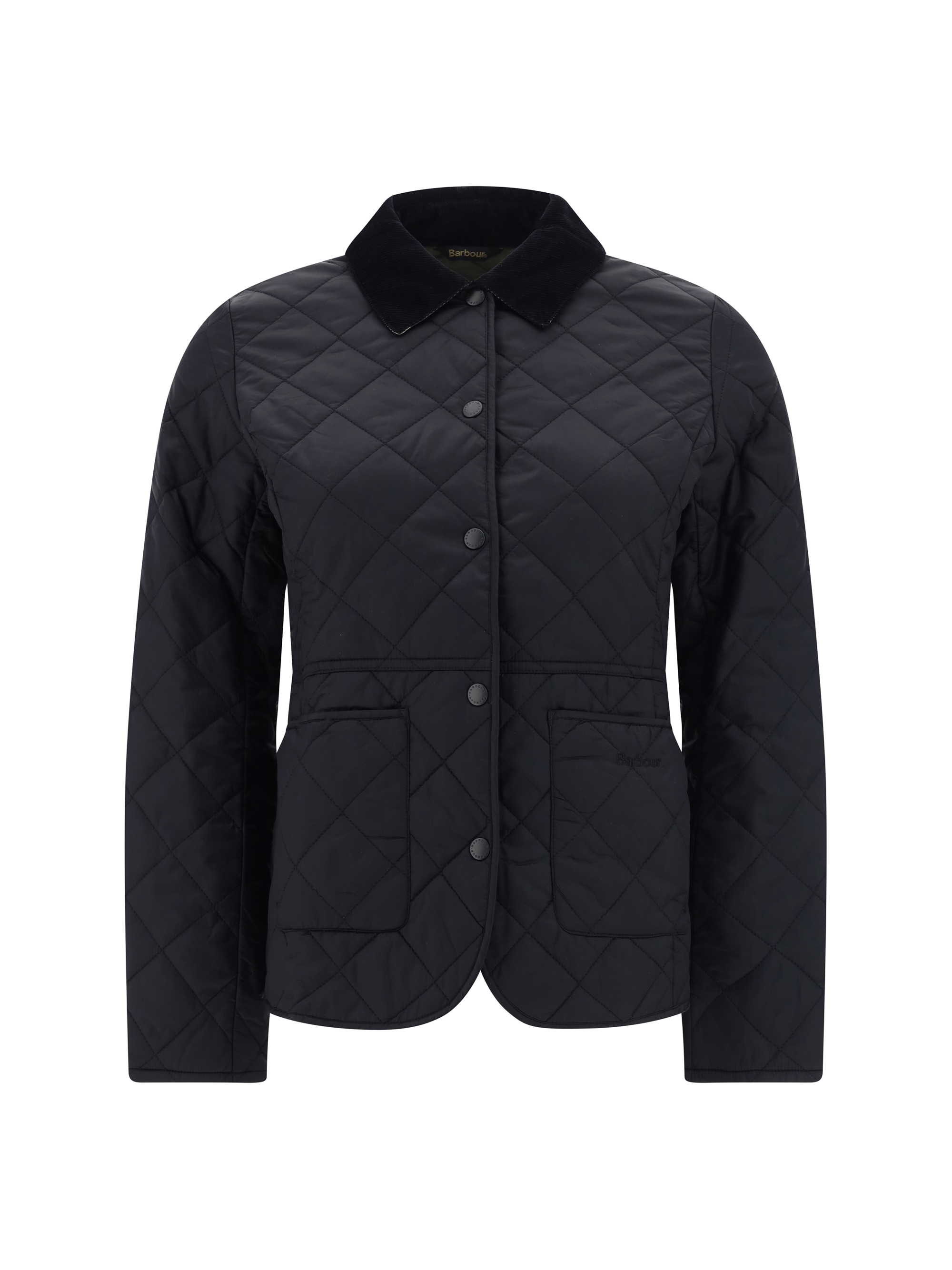 Shop Barbour Deveron Quilt Jacket In Black/olive