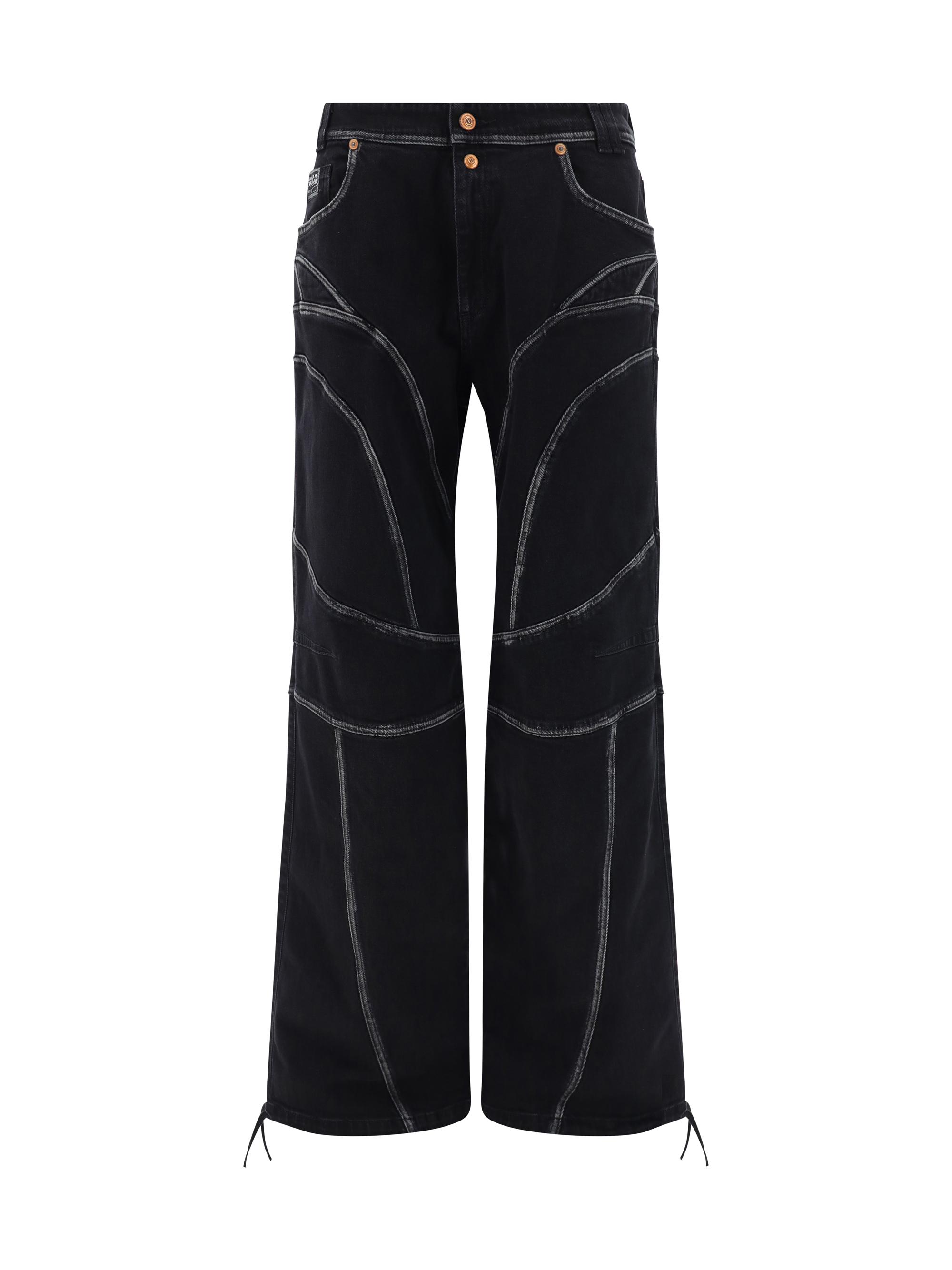 Shop Versace Jeans Couture Denim Pants In Black Black