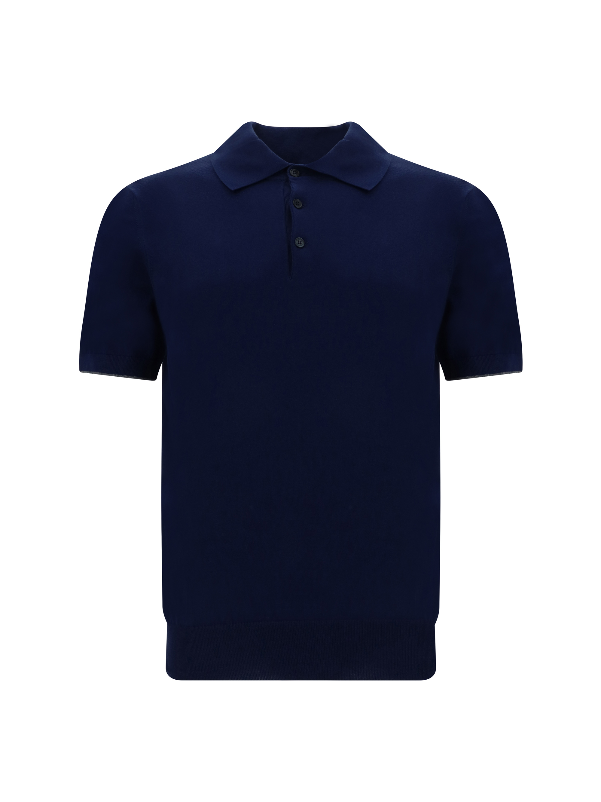 Brunello Cucinelli Polo Shirt In Blu Prussia+grigio Scuro