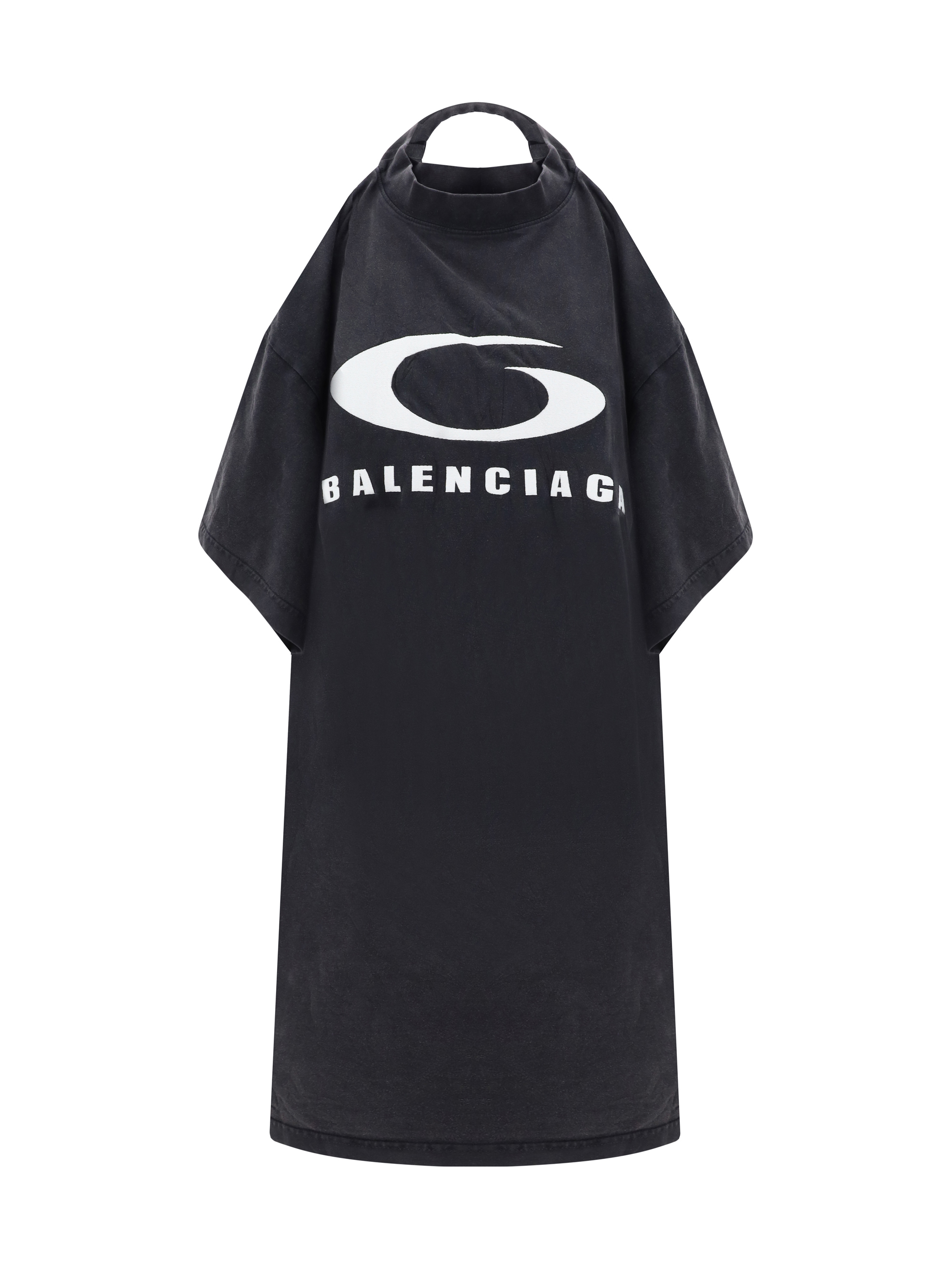 Shop Balenciaga T-shirt Dress In Faded Washed Black