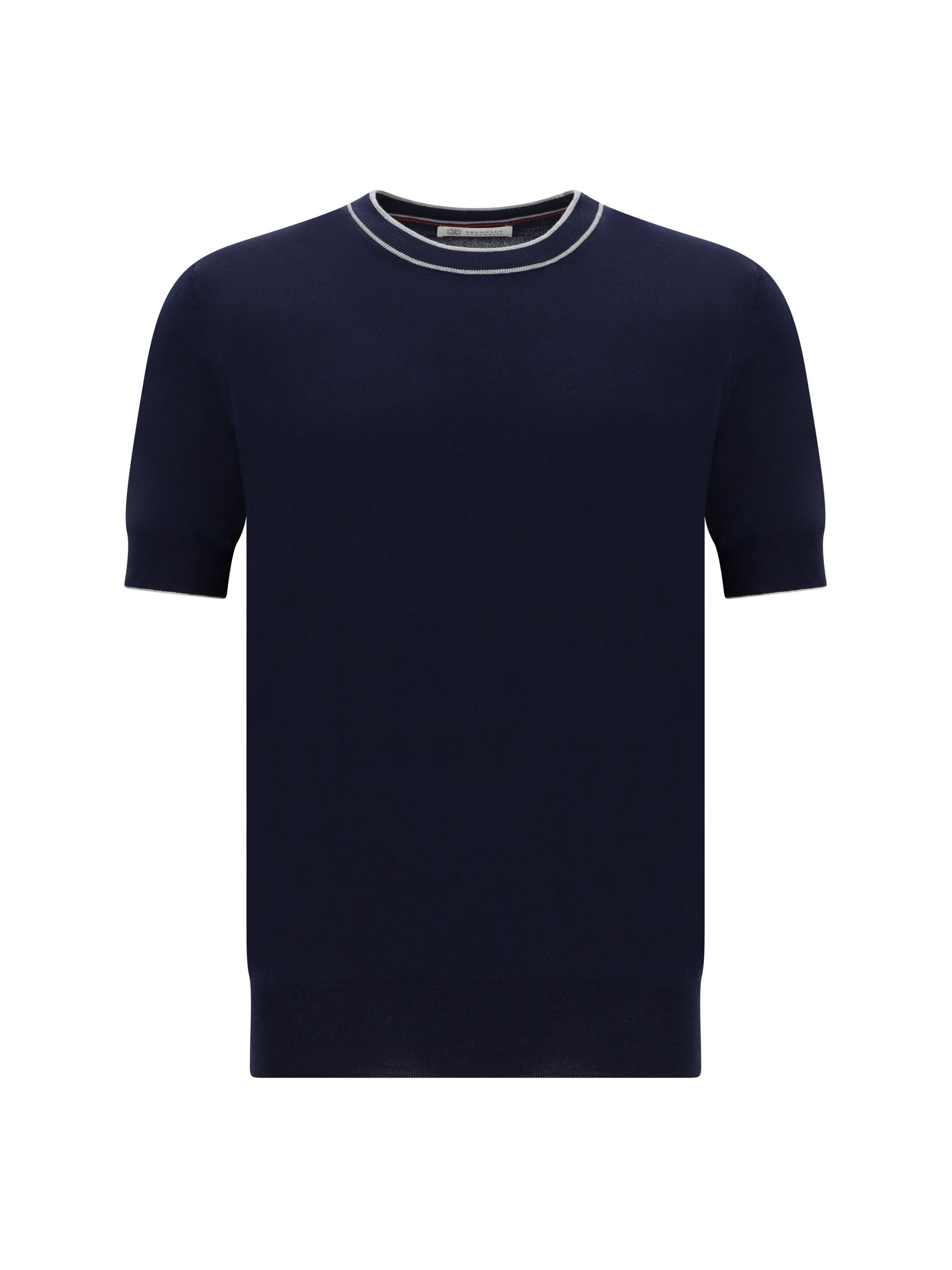 Brunello Cucinelli T-shirt In Navy+grigio Chiaro+corda