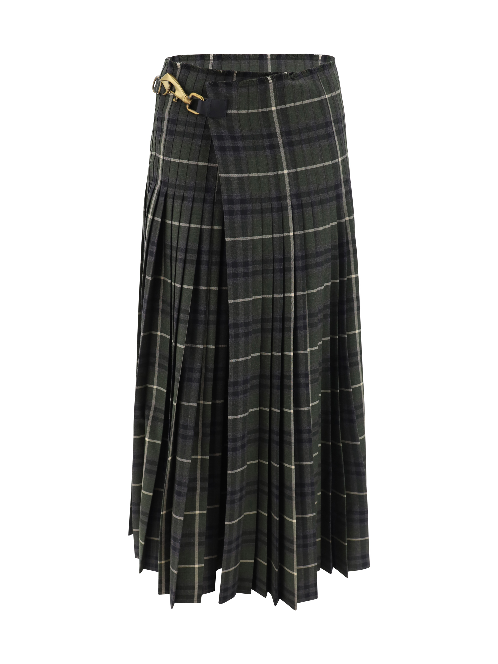 Shop Burberry Kilt Long Skirt In Marsh Ip Check