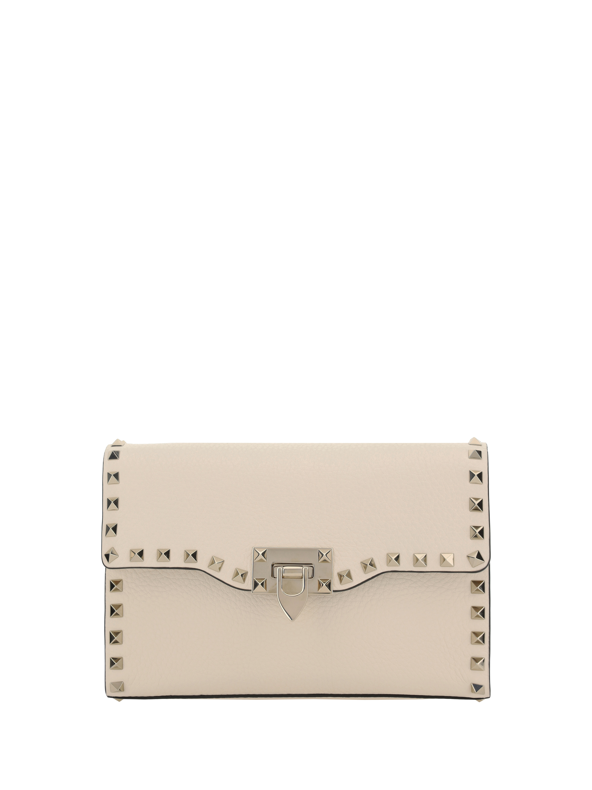 Shop Valentino Small Rockstud Shoulder Bag In Light Ivory