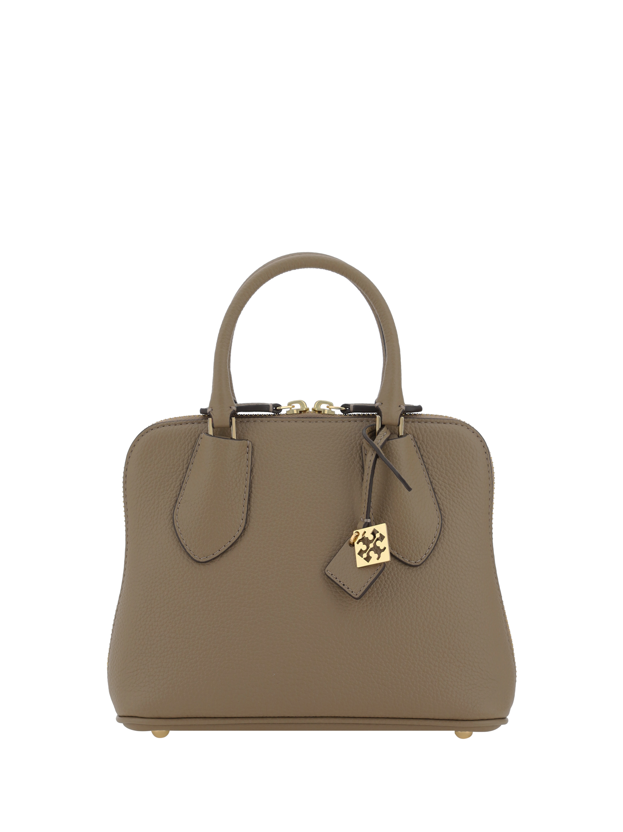 Shop Tory Burch Mini Pebbled Swing Handbag In Taupe Oak