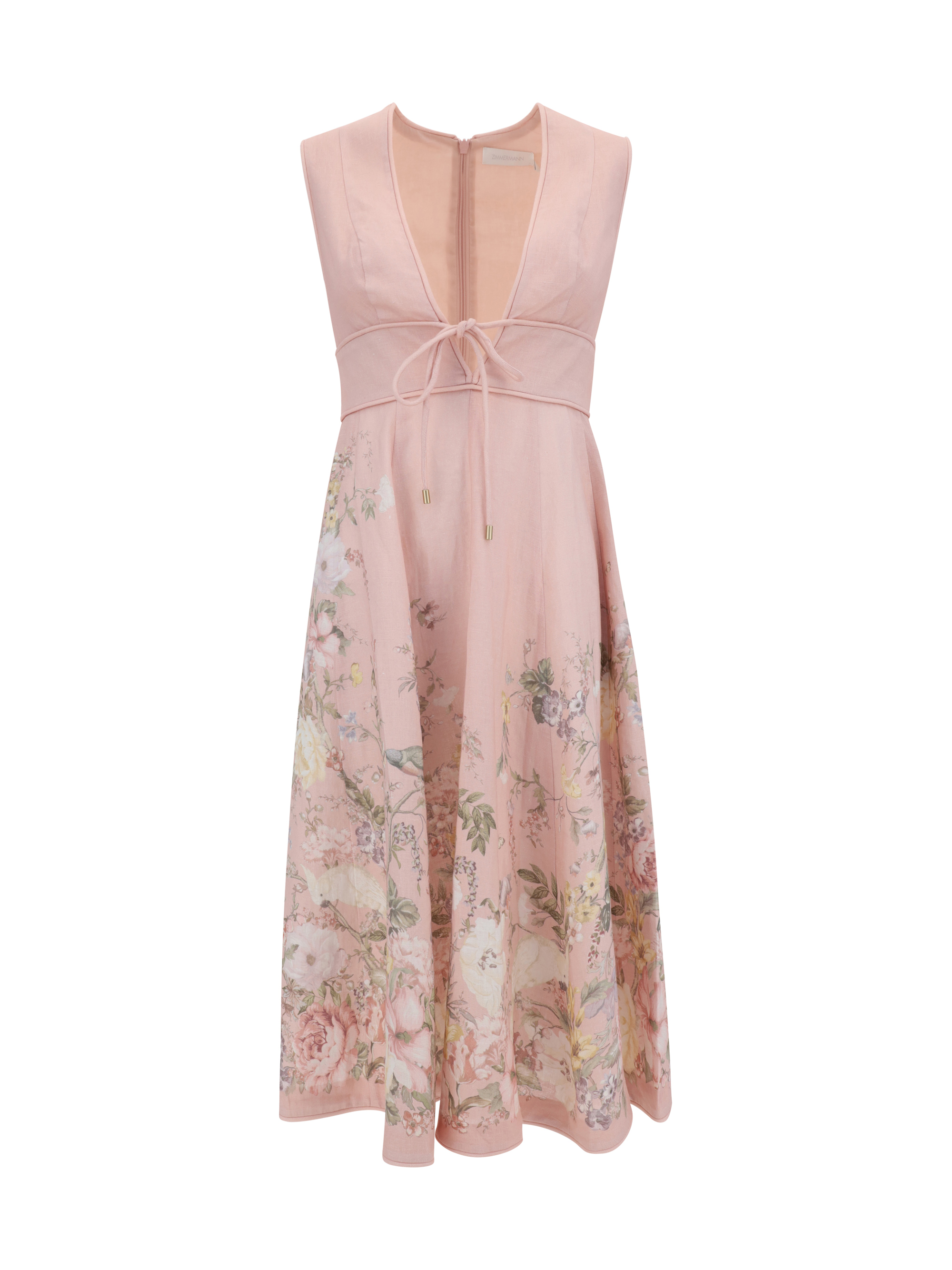 Shop Zimmermann Waverly Plunge Dress In Pink Floral