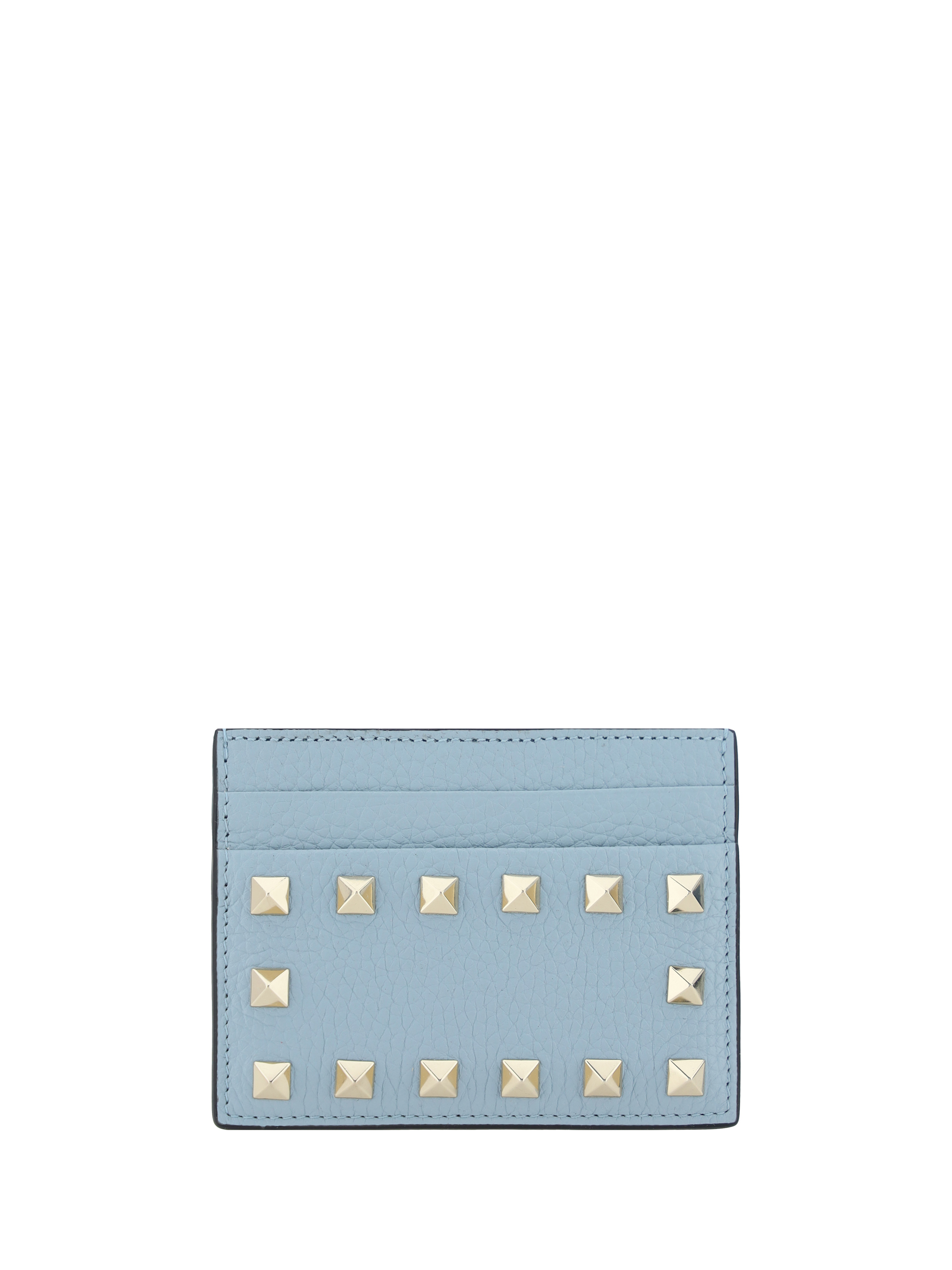 Shop Valentino Garavani Rockstud Card Holder In Blu Porcellana