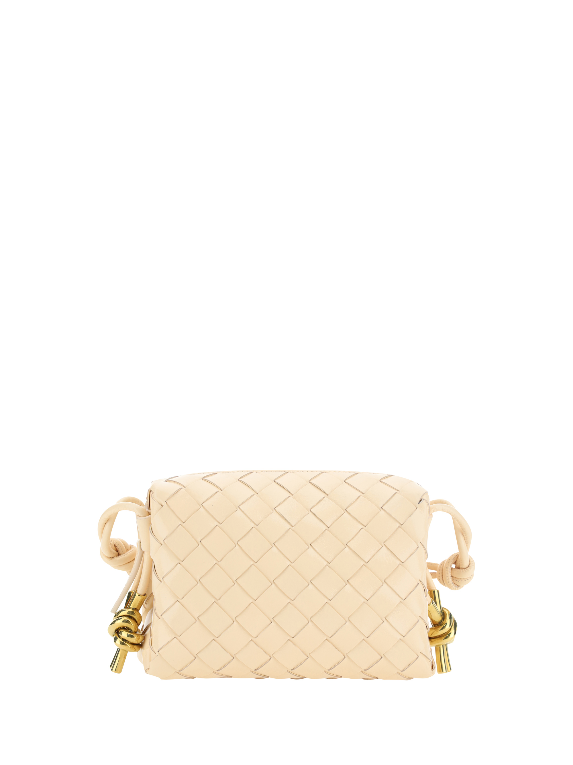 Bottega Veneta Mini Loop Crossbody Bag in White & Gold