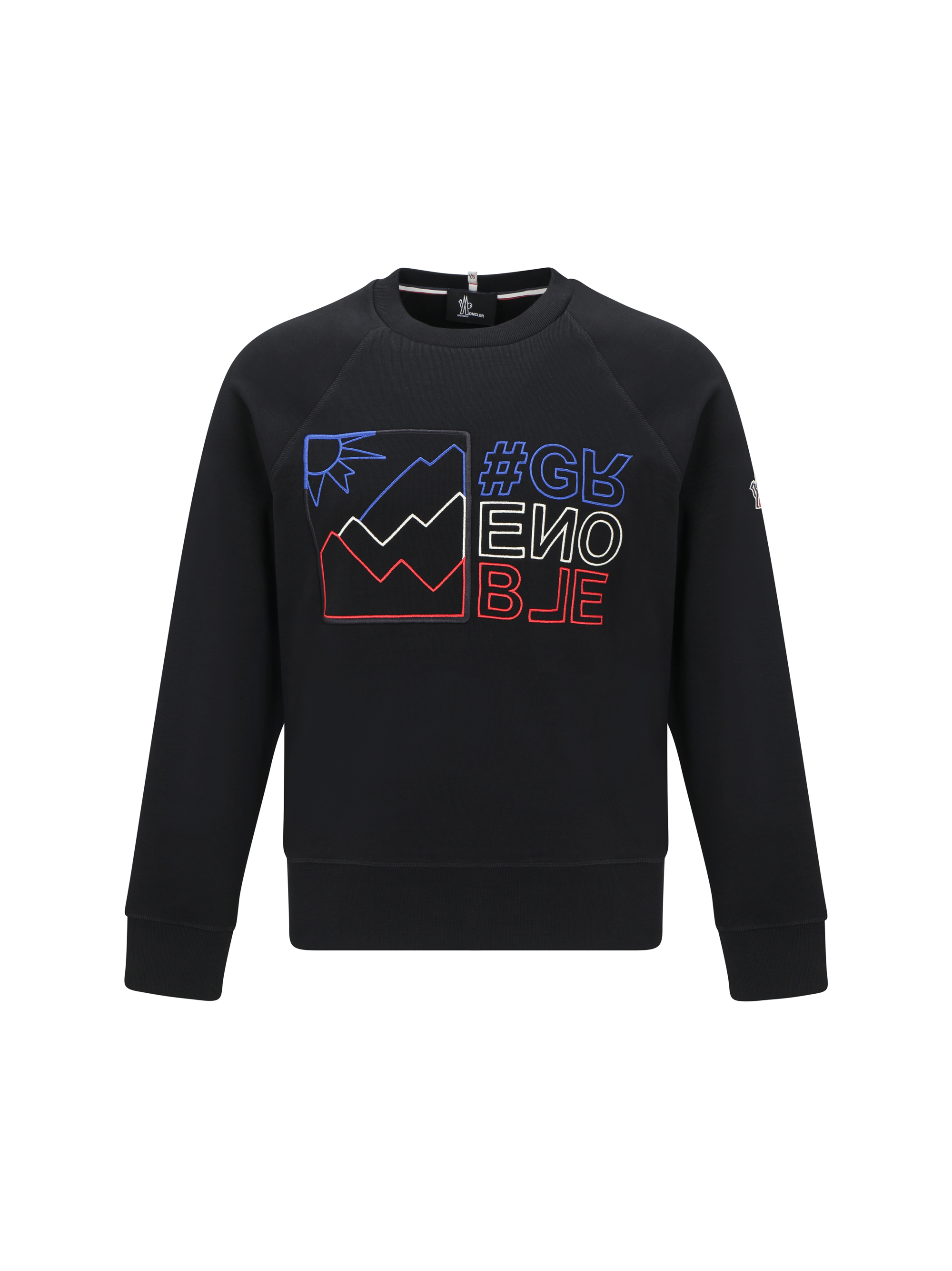 Moncler Logo-embroidered Cotton-jersey Sweatshirt In Black