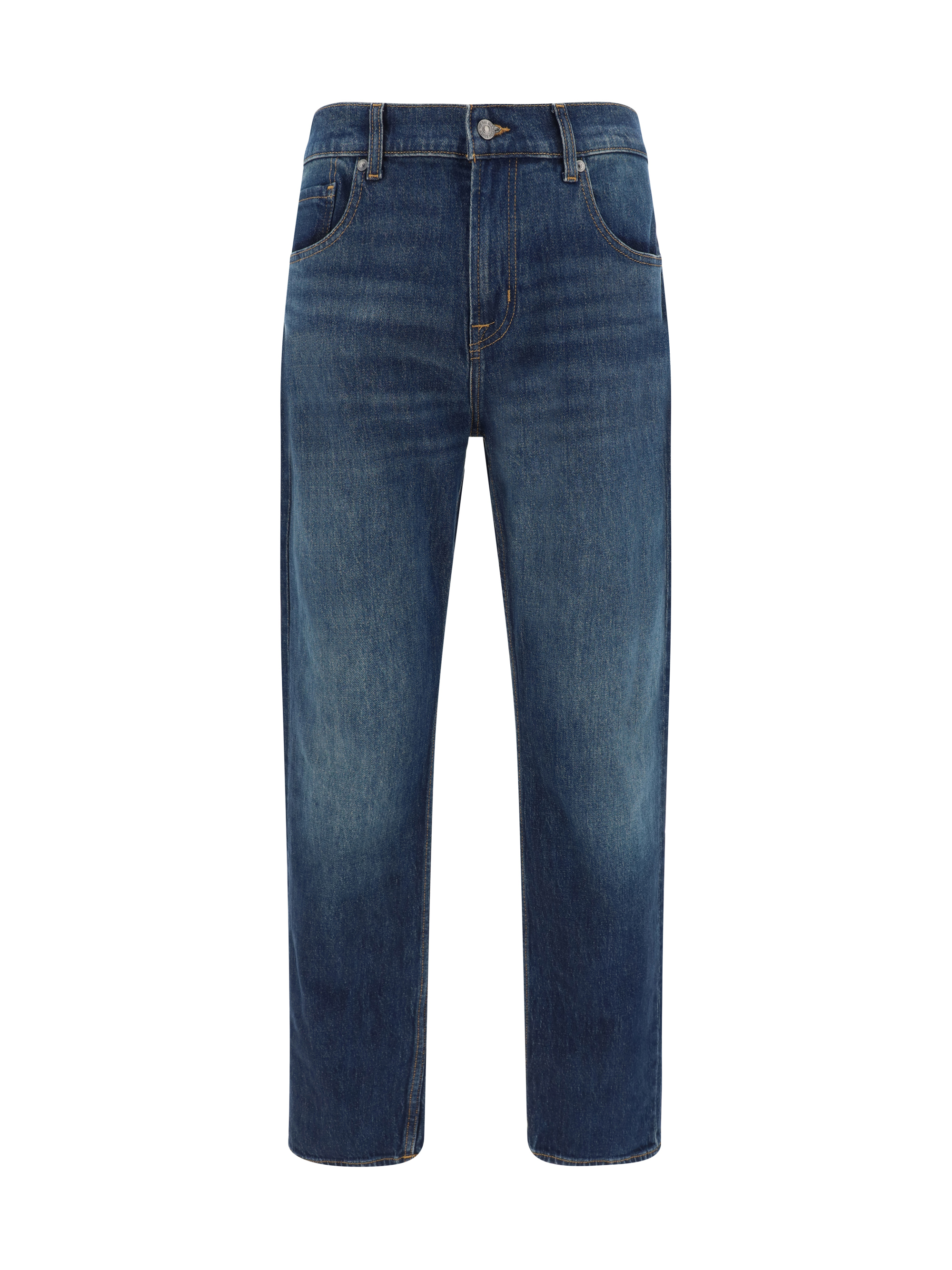 7for The Straight Threadlike Jeans In Blue