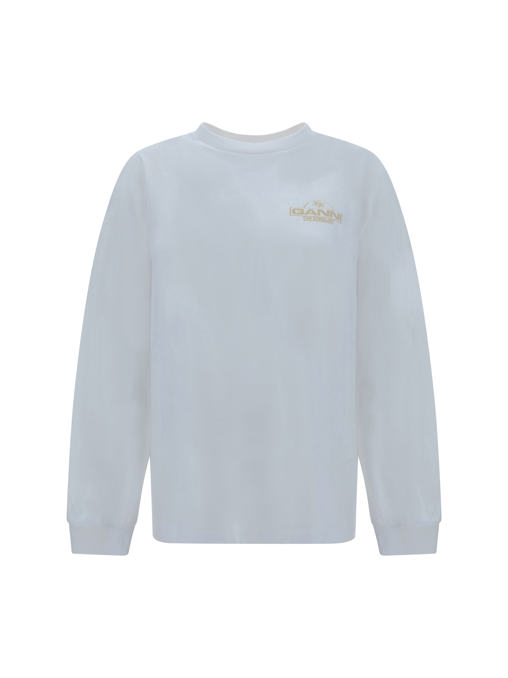 Shop Ganni Long Sleeve Jersey In Bright White