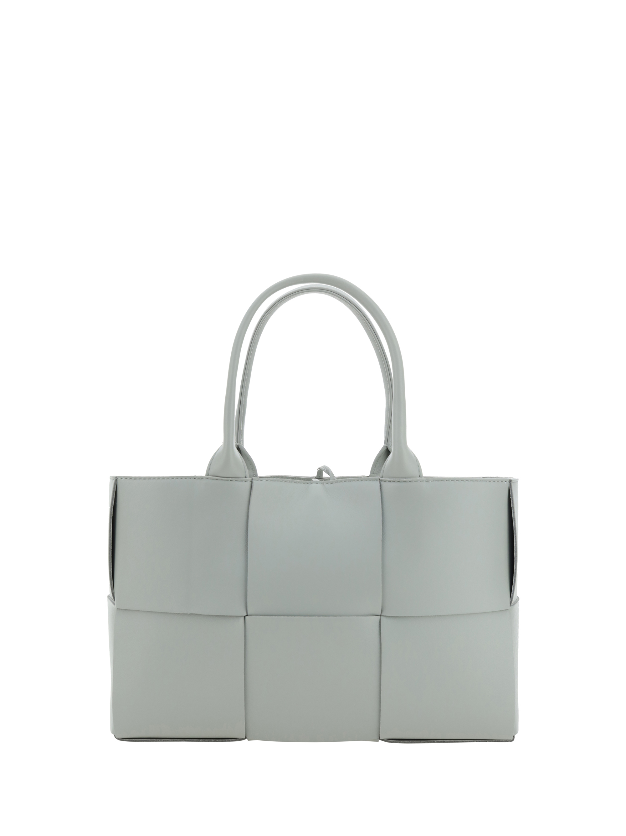 Shop Bottega Veneta Arco Tote Handbag In Agate Grey/gold