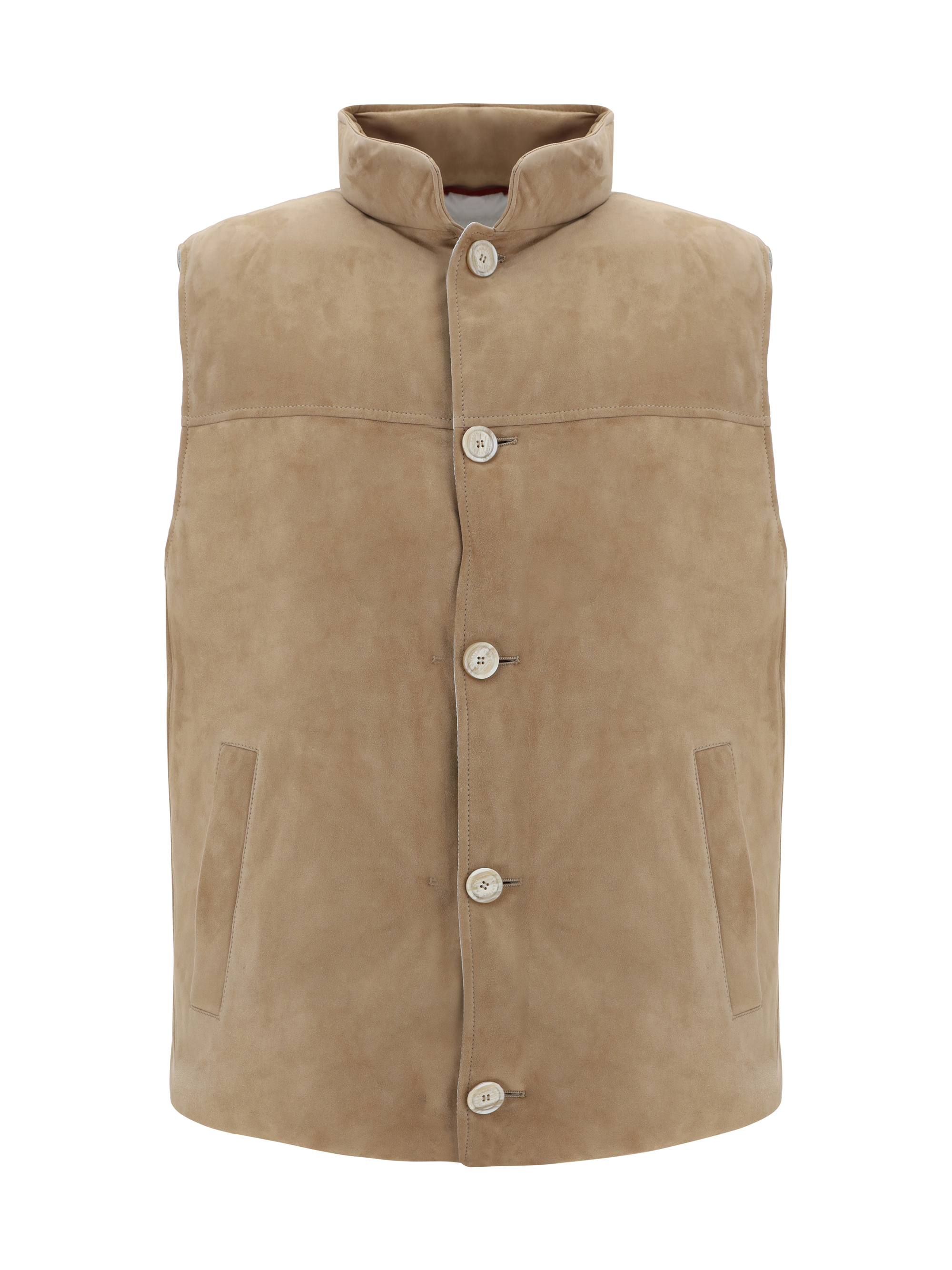 Shop Brunello Cucinelli Padded Vest In Tabacco+panama