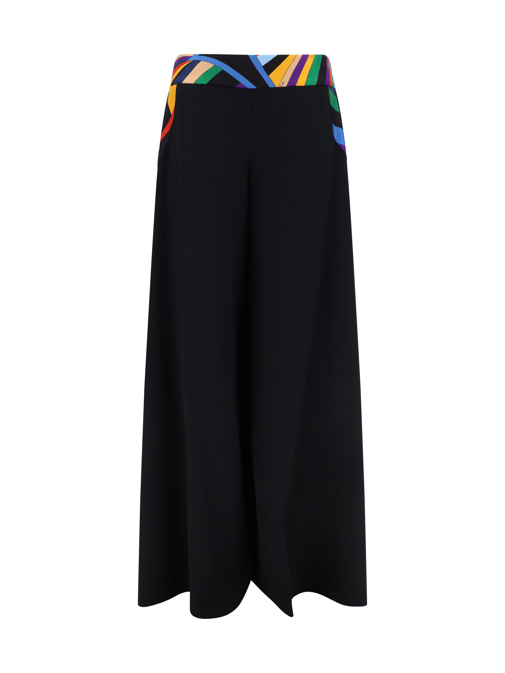 Shop Pucci Palazzo Pants In Nero+rosso/viola