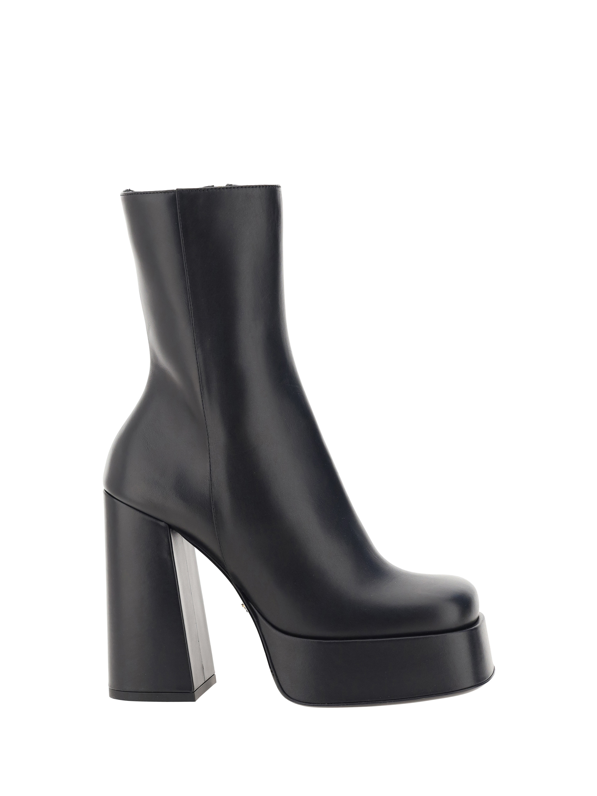 Shop Versace Heeled Ankle Boots In Nero+oro