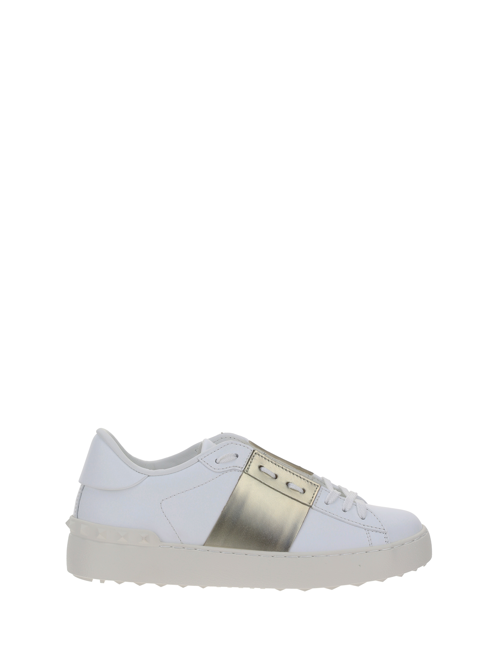 Shop Valentino Rockstud Open Sneakers In Bianco/platino/bianco