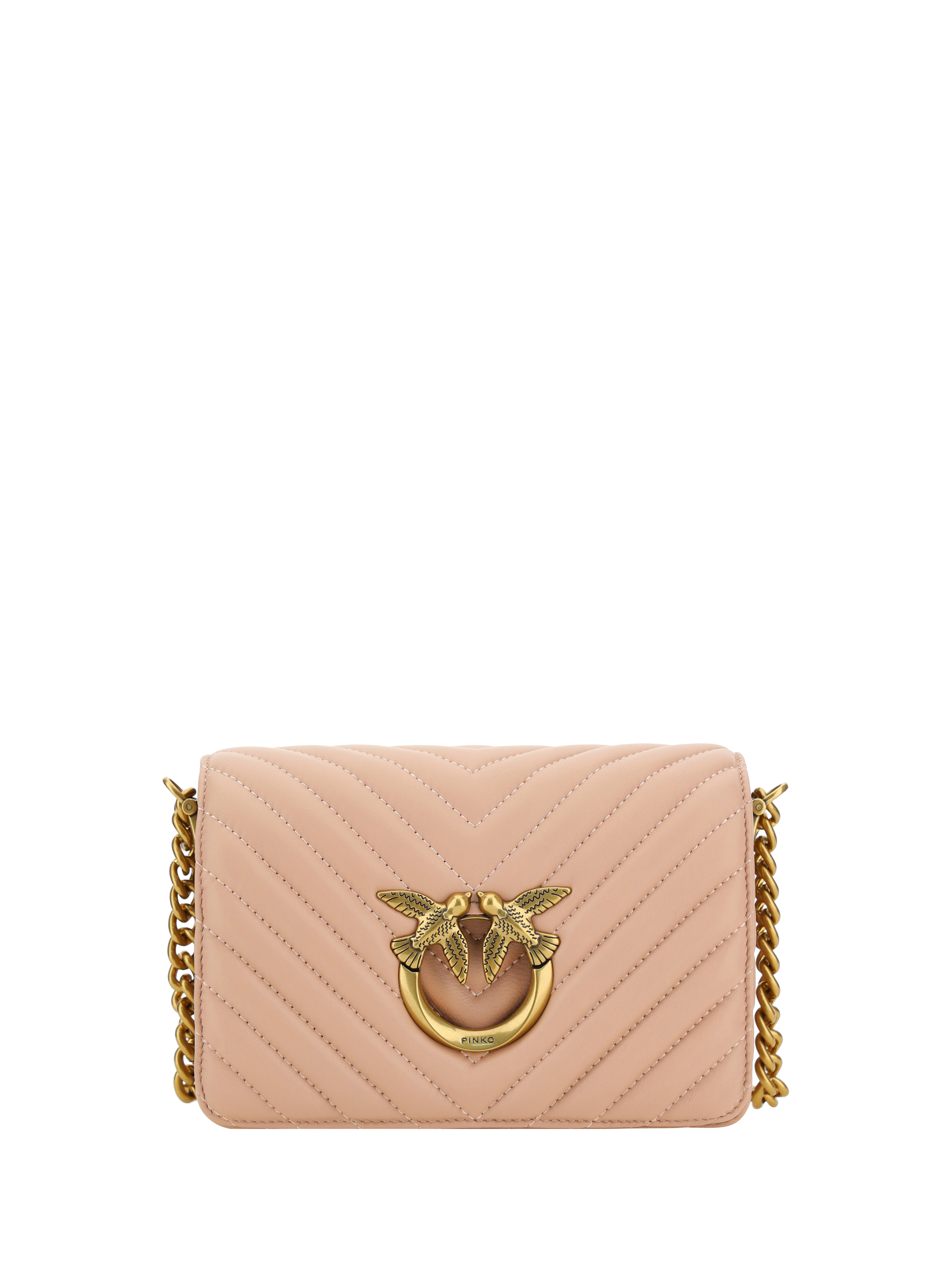 Pinko Love Click Mini Shoulder Bag In Cipria-antique Gold