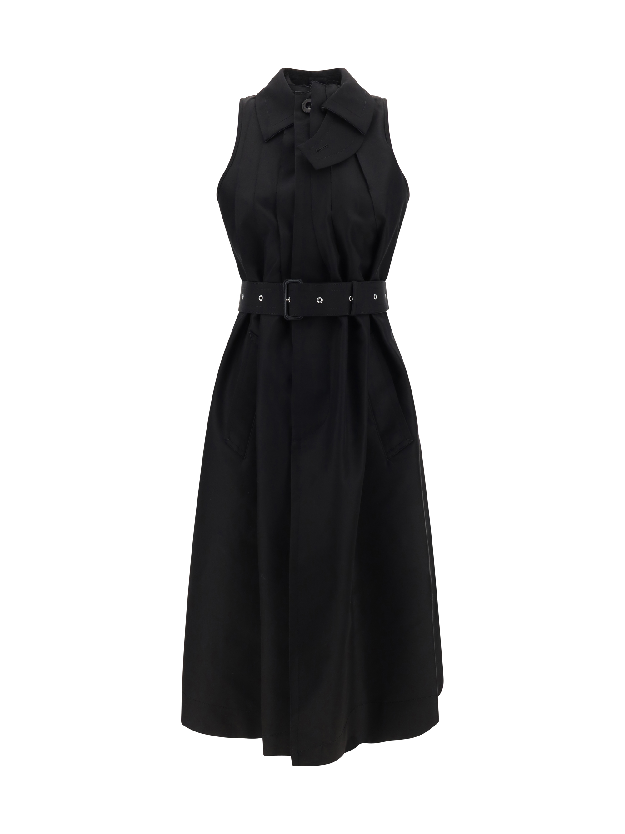 Shop Sacai Gabardine Dress In Black