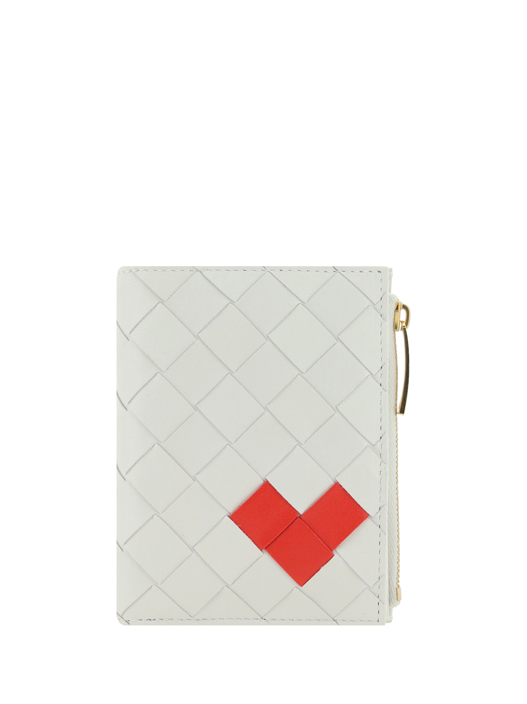 Bottega Veneta Intrecciato Zippered Wallet In White-vern/whi/whi-g