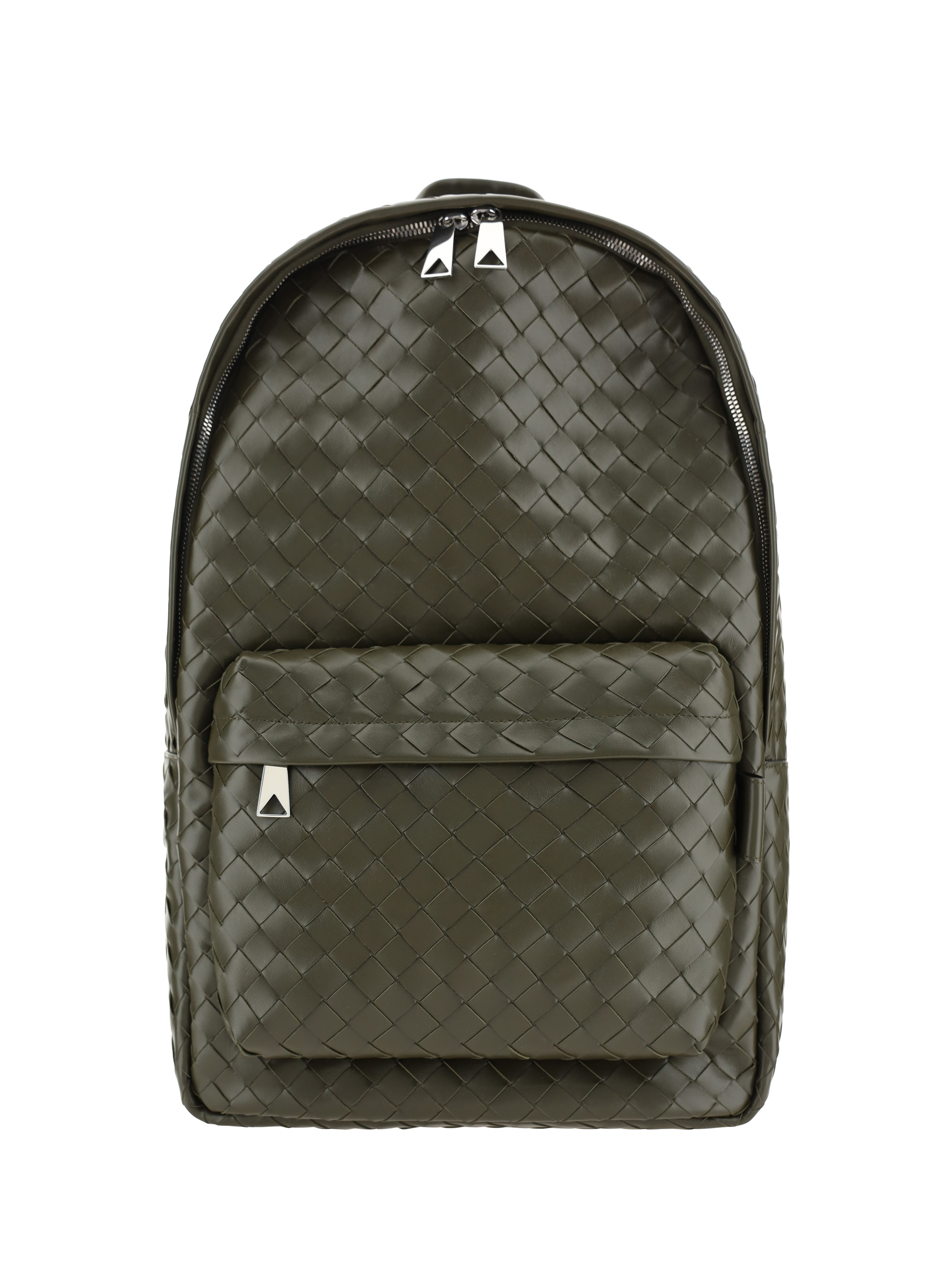 Shop Bottega Veneta Medium Backpack In Kaki-silver