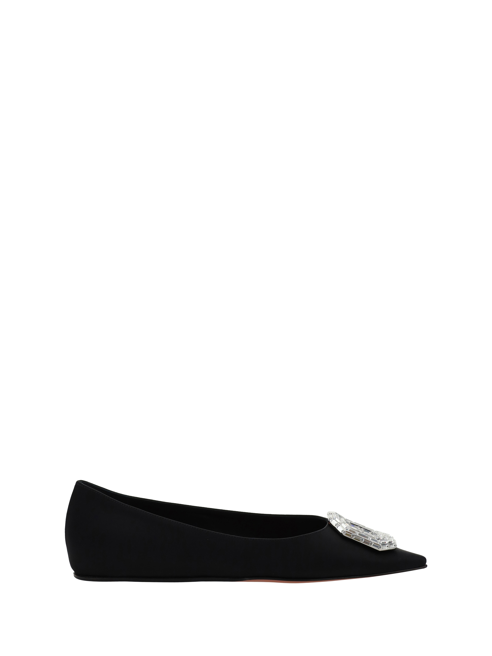 Shop Amina Muaddi Camelia Ballerinas In Satin Black/white