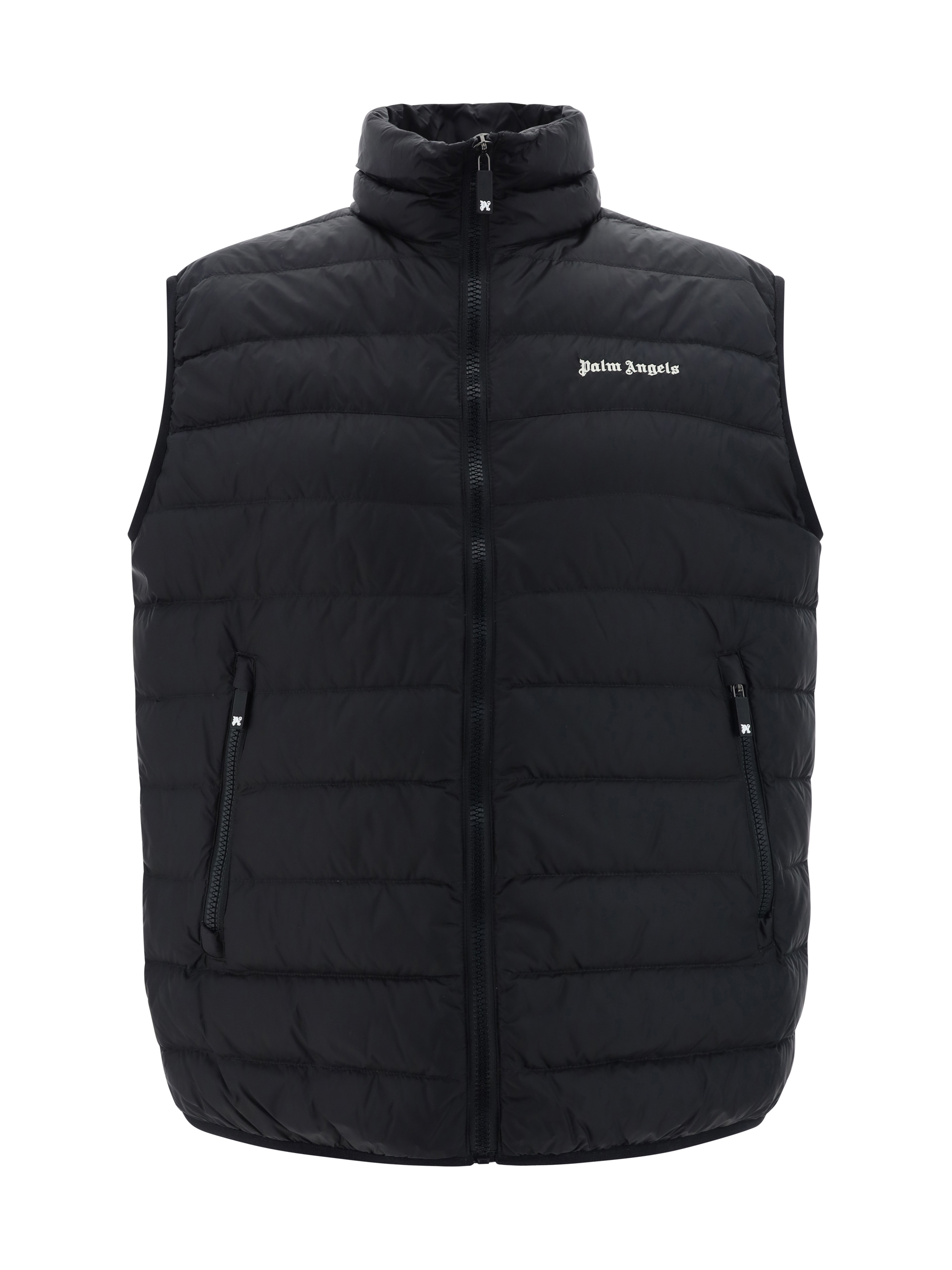 Palm Angels Down Vest In Black Off White