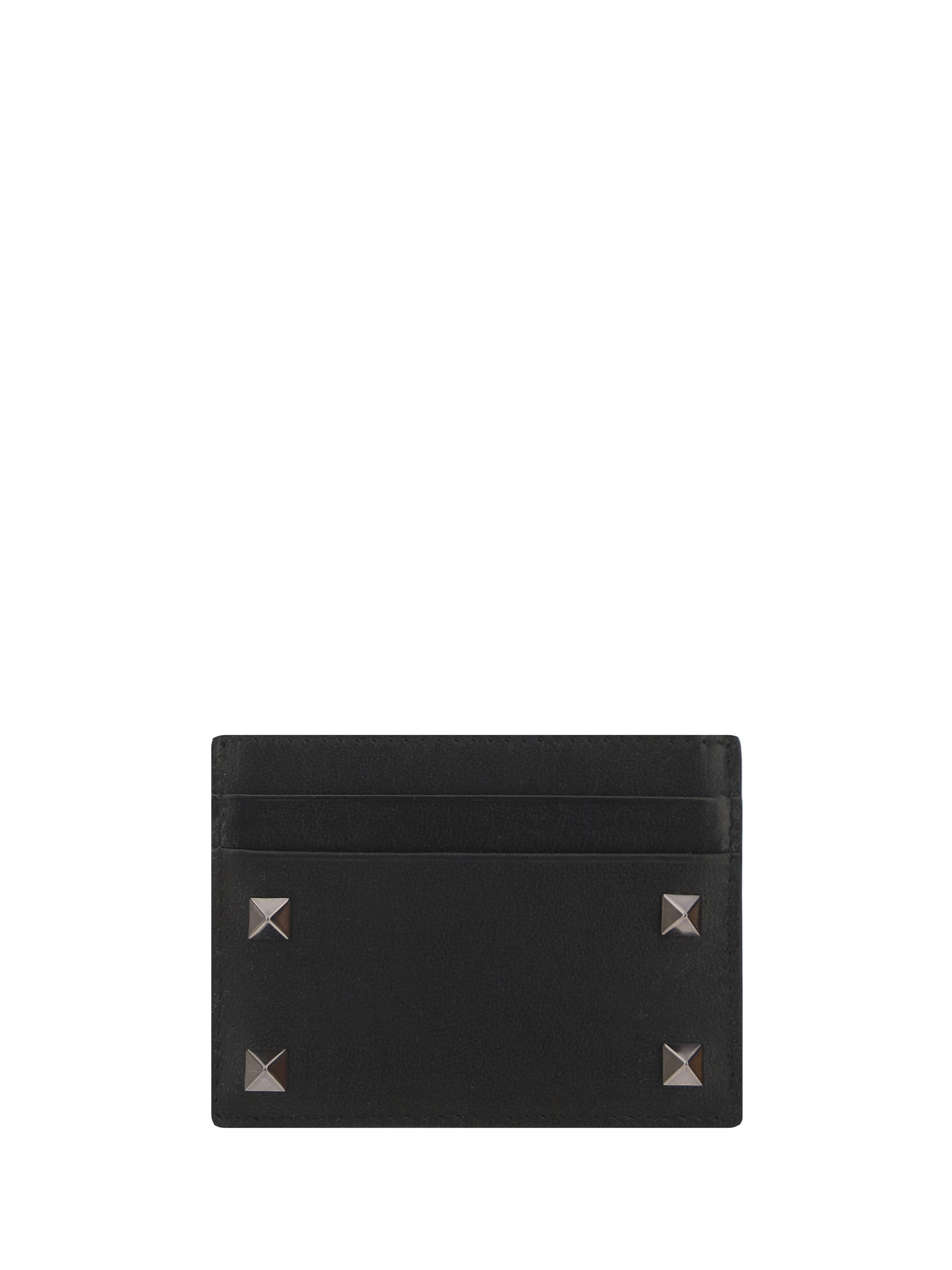 Shop Valentino Garavani Rockstud Card Holder In Nero