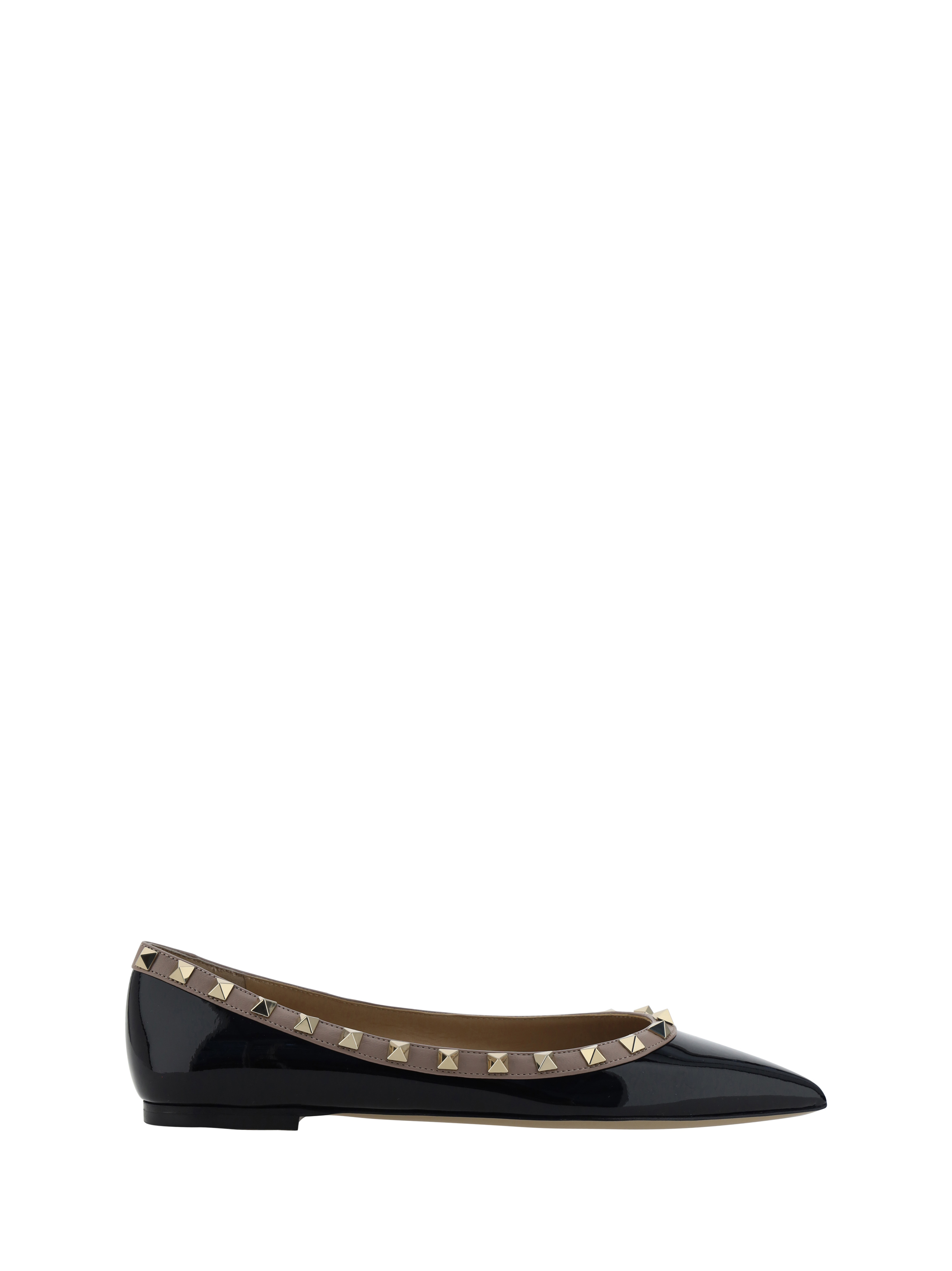 Shop Valentino Garavani Rockstud Ballerinas In Nero/poudre