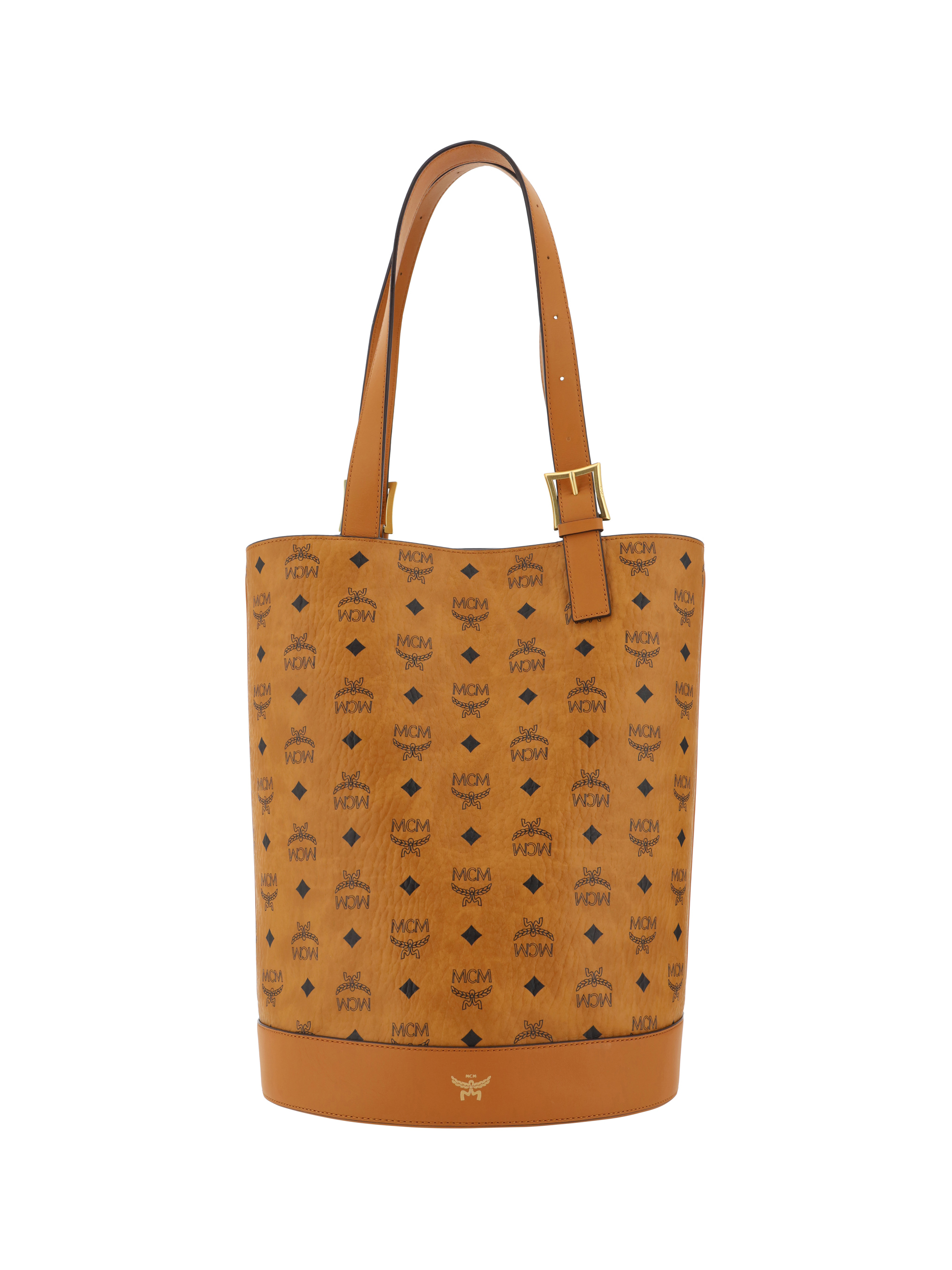 Shop Mcm Aren Tote Bucket Bag In Cognac