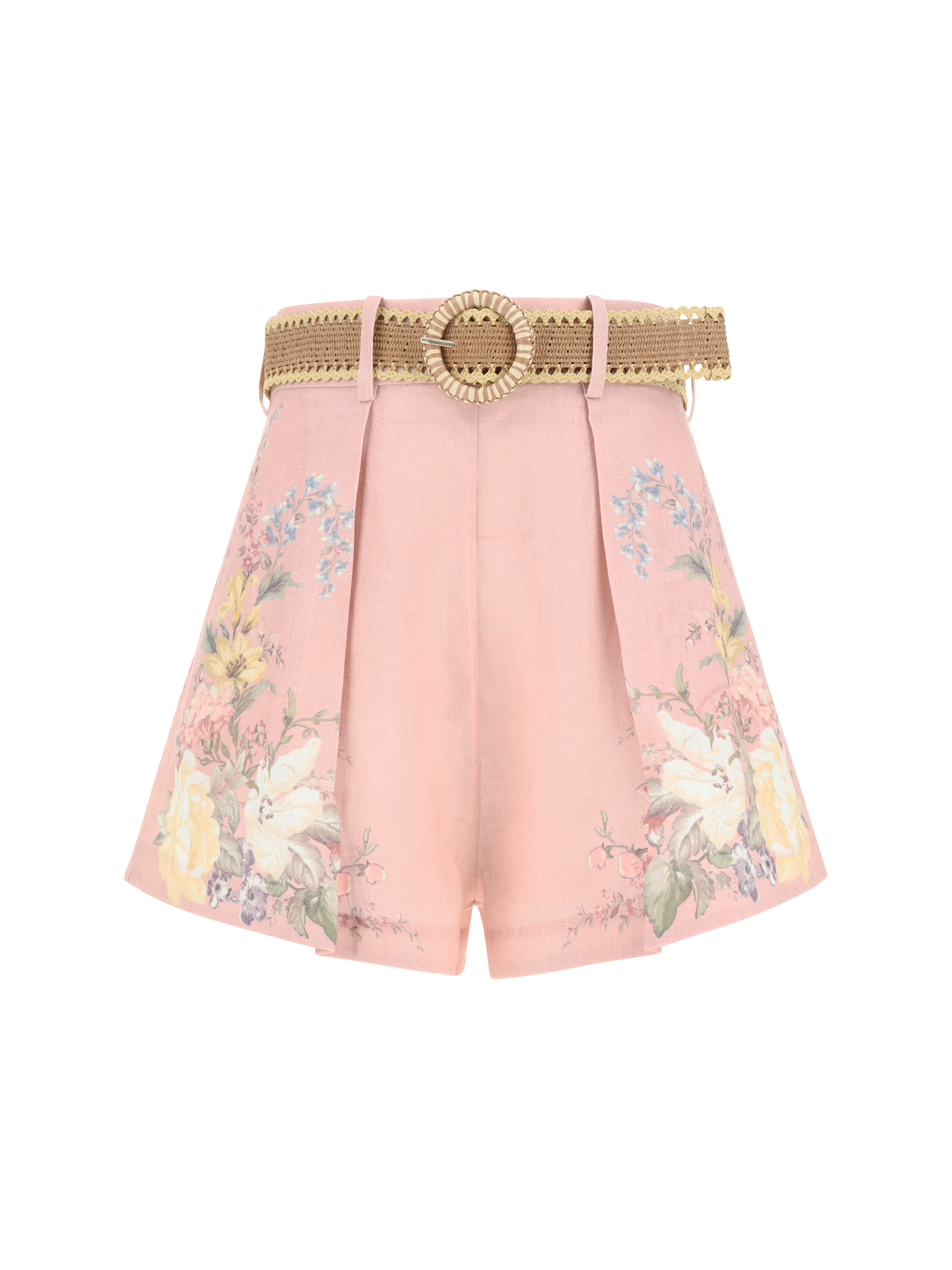 Shop Zimmermann Waverly Tuck Shorts In Pink Floral