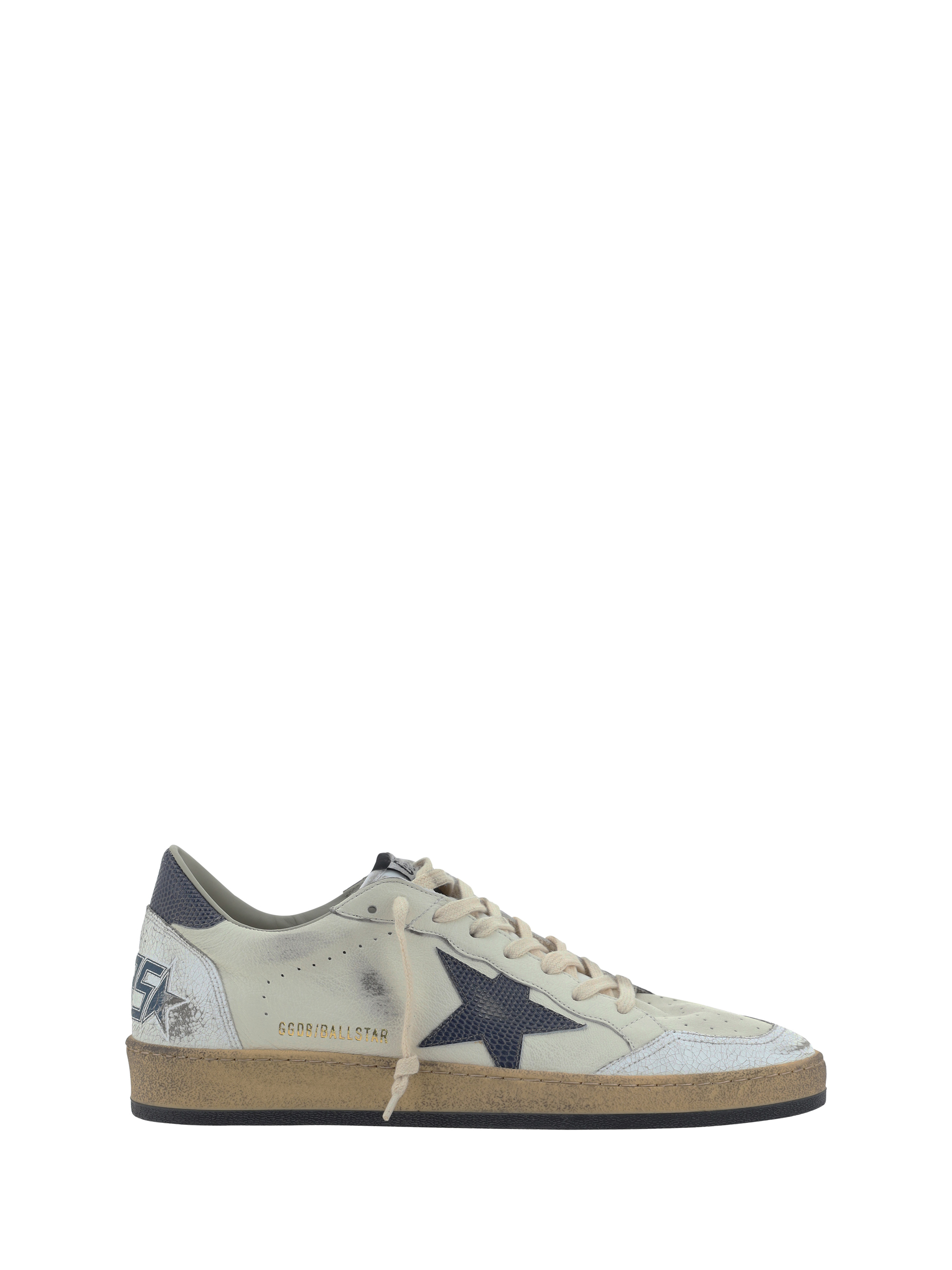 Shop Golden Goose Ball Star Sneakers In White/dusty Blue