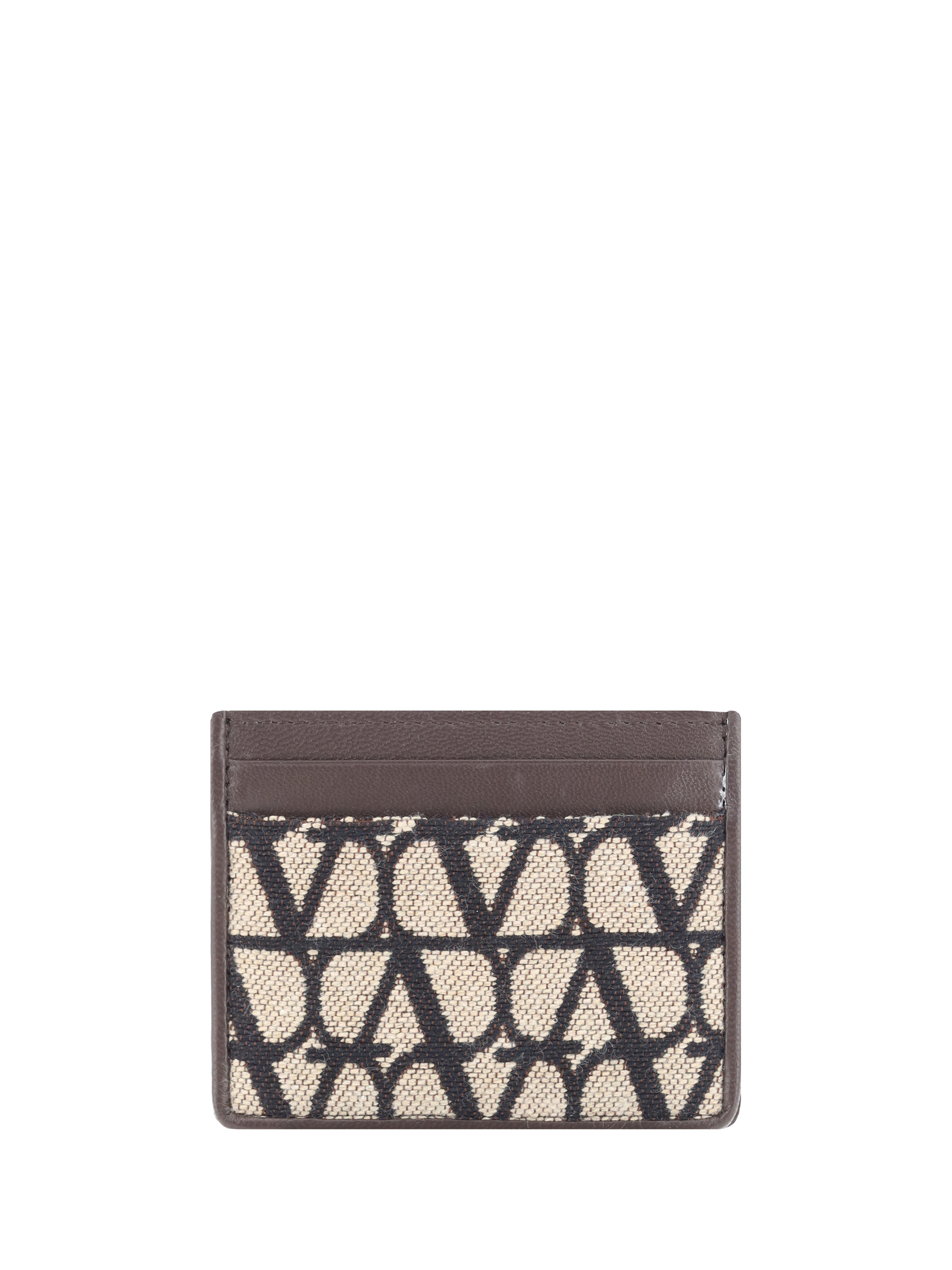 Shop Valentino Toile Iconographe Card Holder In Naturale-nero/fondant