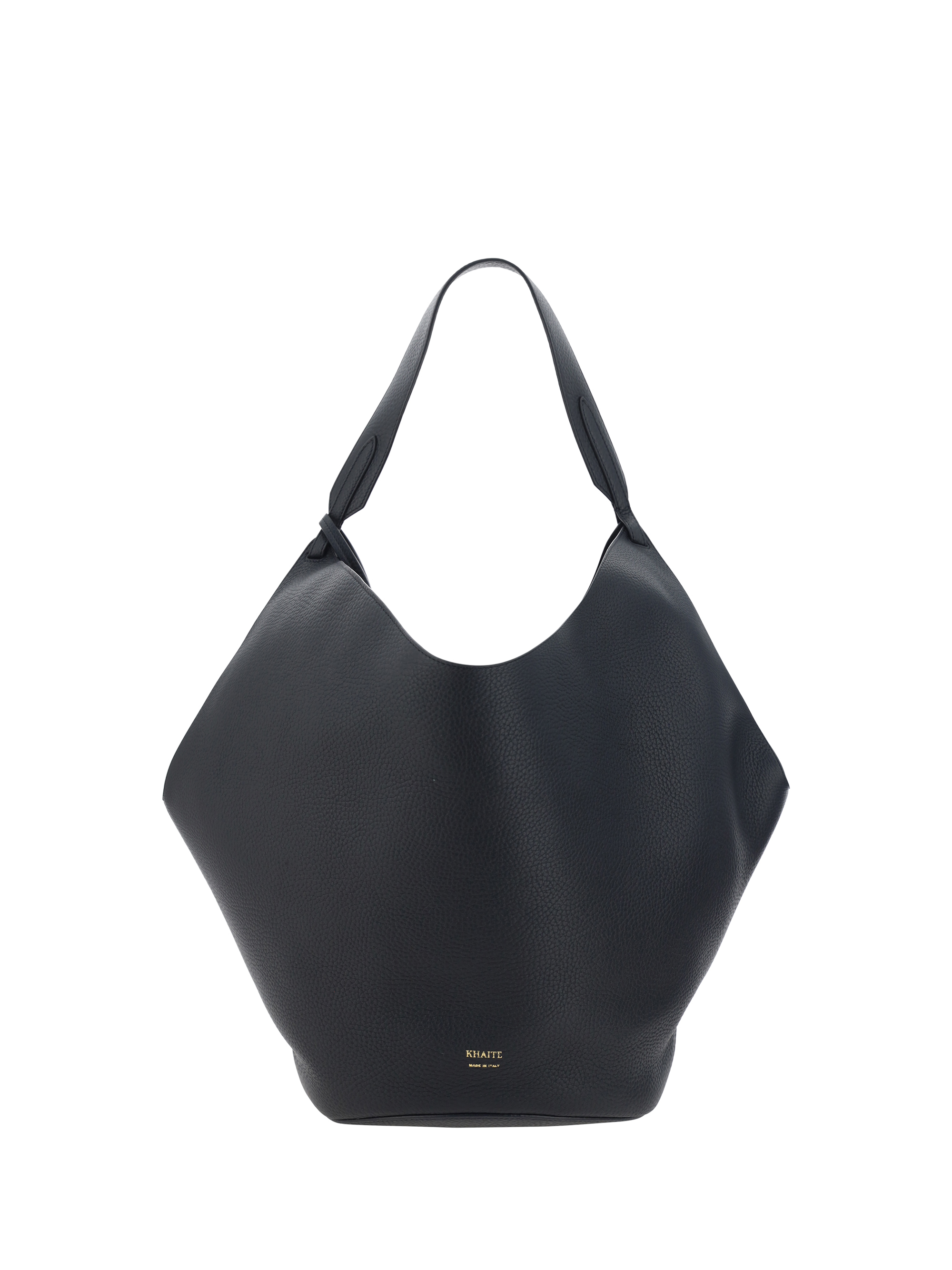 Khaite Medium Lotus Leather Tote Bag In Black