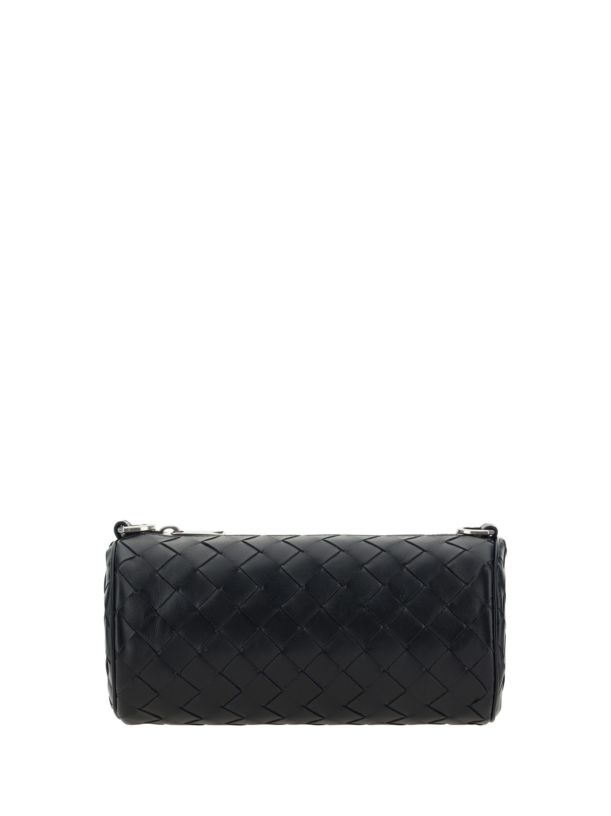 Shop Bottega Veneta Barrel Mini Shoulder Bag In Black-silver