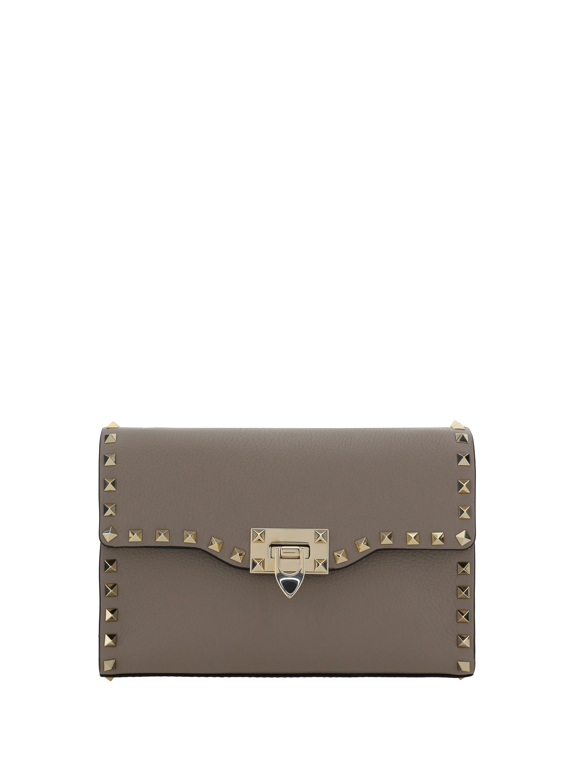 Shop Valentino Small Rockstud Shoulder Bag In Moon Taupe