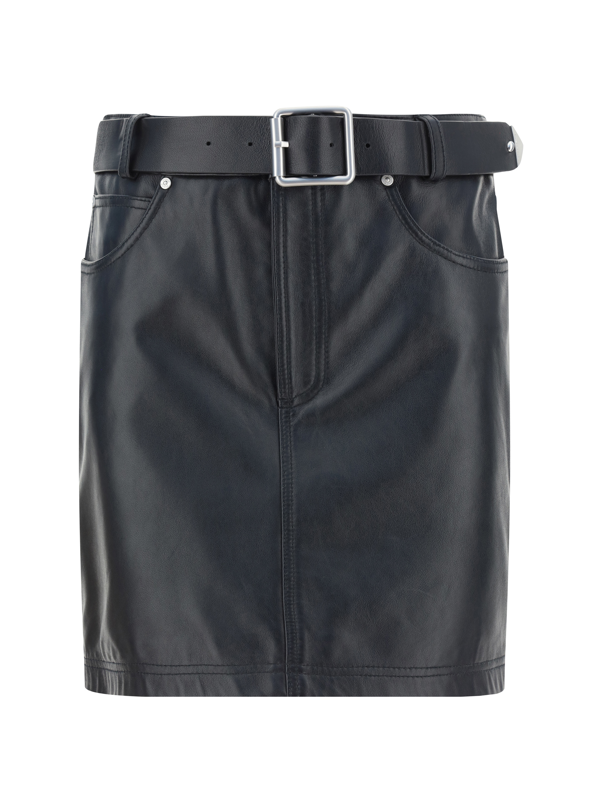 Shop Pinko Leather Mini Skirt In Nero Limousine