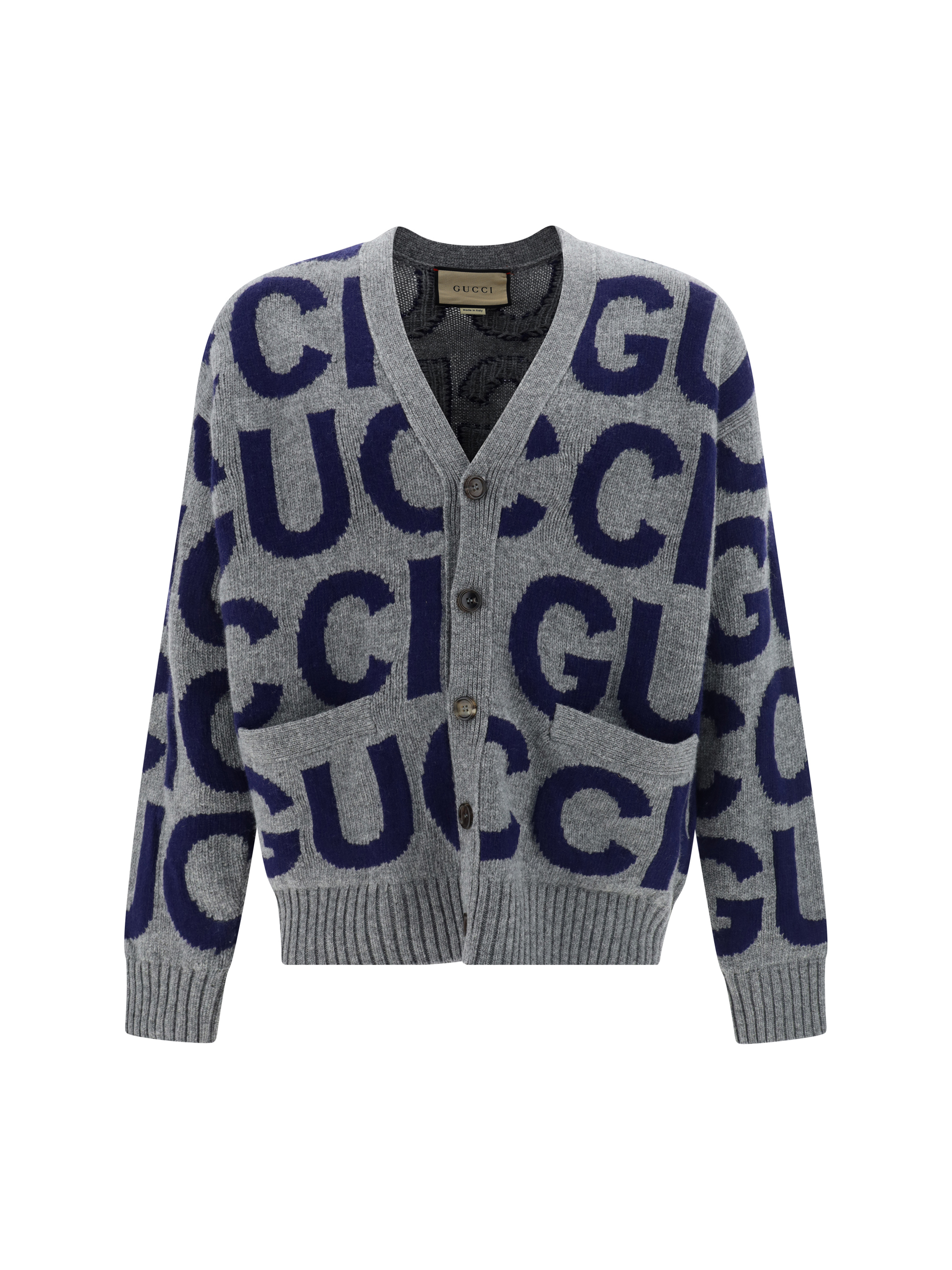 Shop Gucci Cardigan In Grey/blue