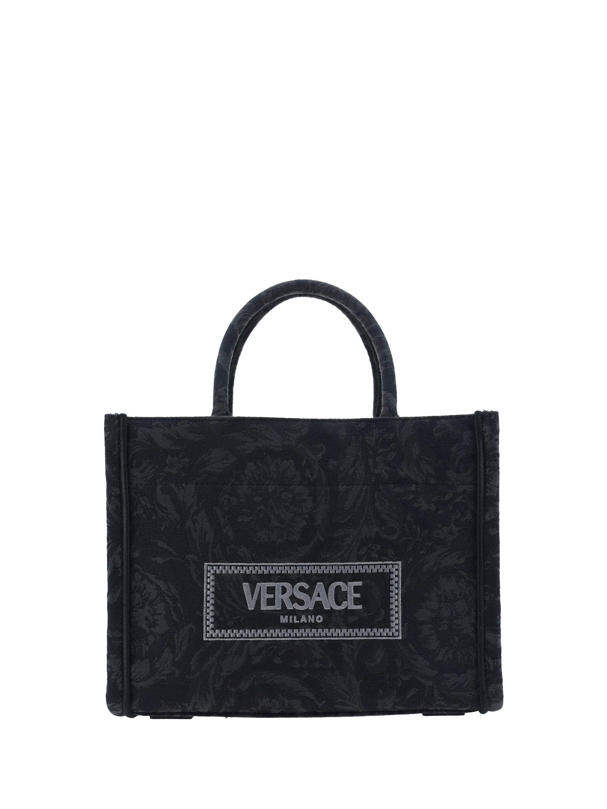 Versace Athena Handbag In Black+black--gold