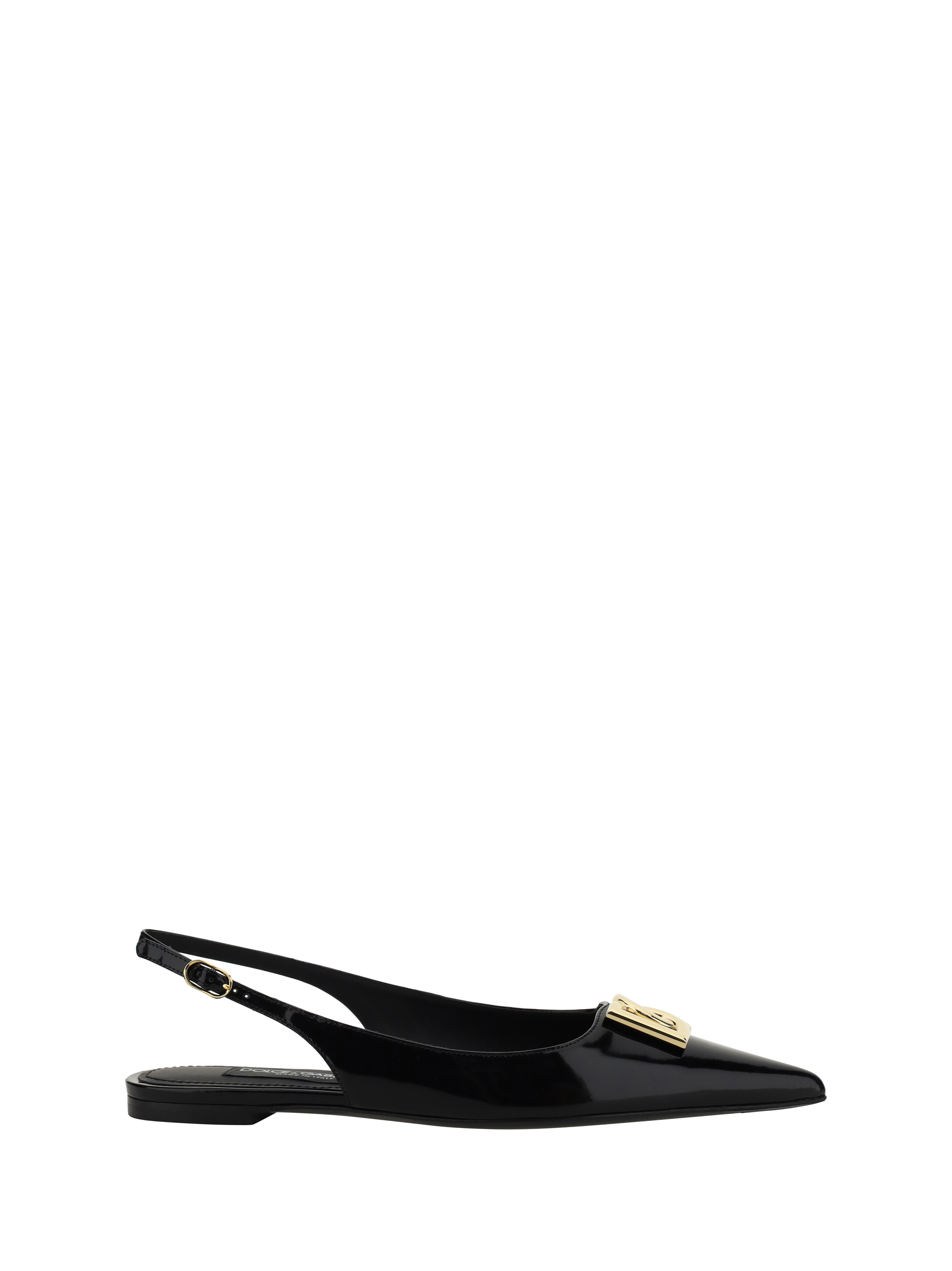 Dolce & Gabbana Dg Logo-plaque Slingback Ballerina Shoes In Black