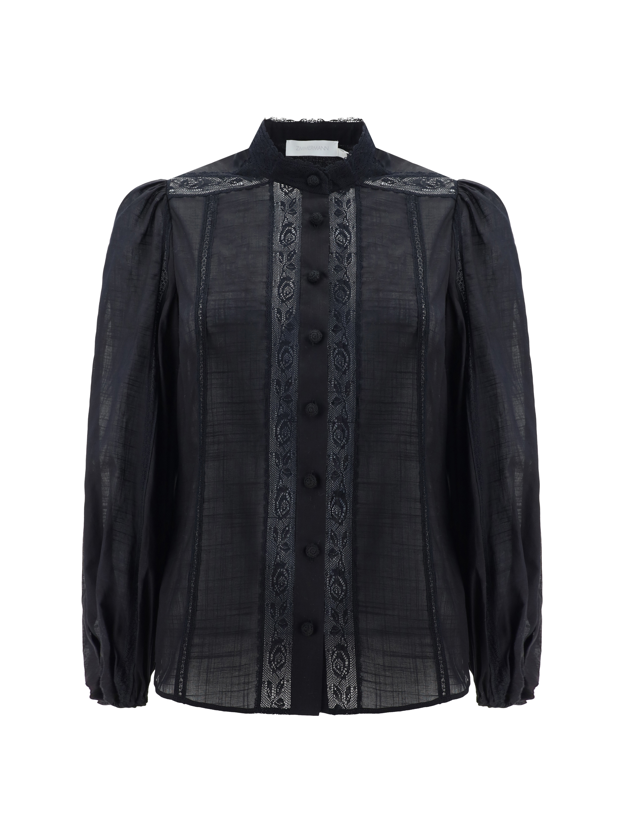 Shop Zimmermann Halliday Lace Trim Shirt In Black