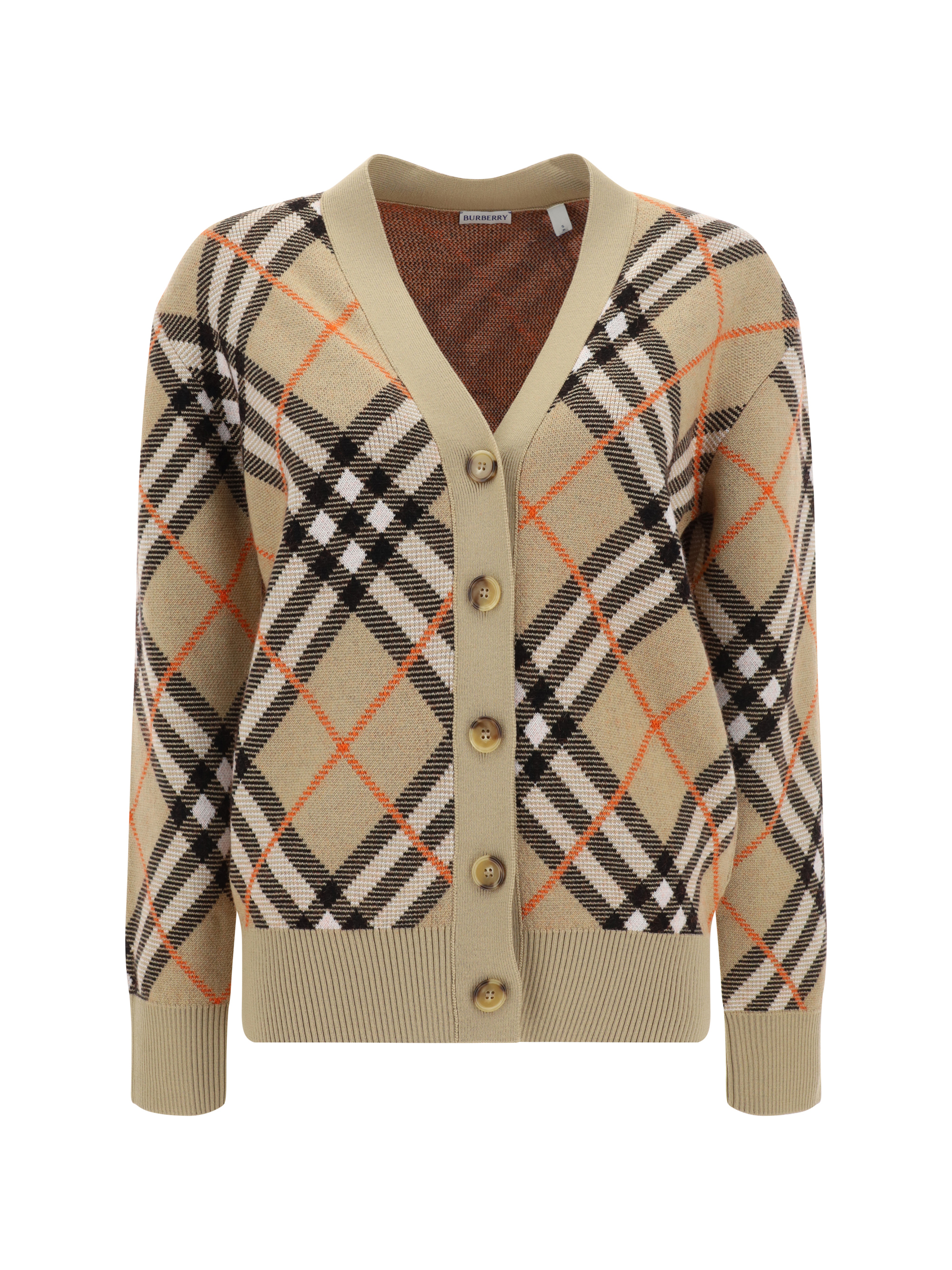 Shop Burberry Cardigan In Sand Ip Check