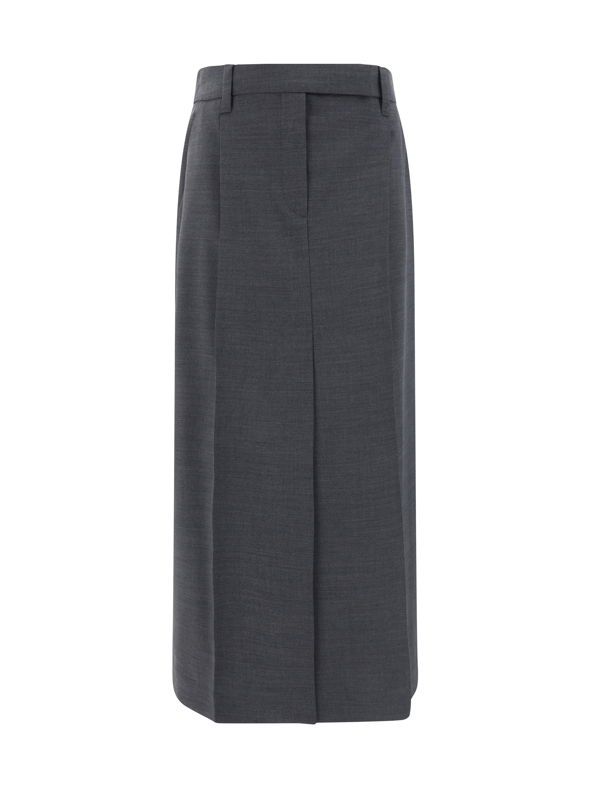 Shop Brunello Cucinelli Midi Skirt In Grigio Scuro