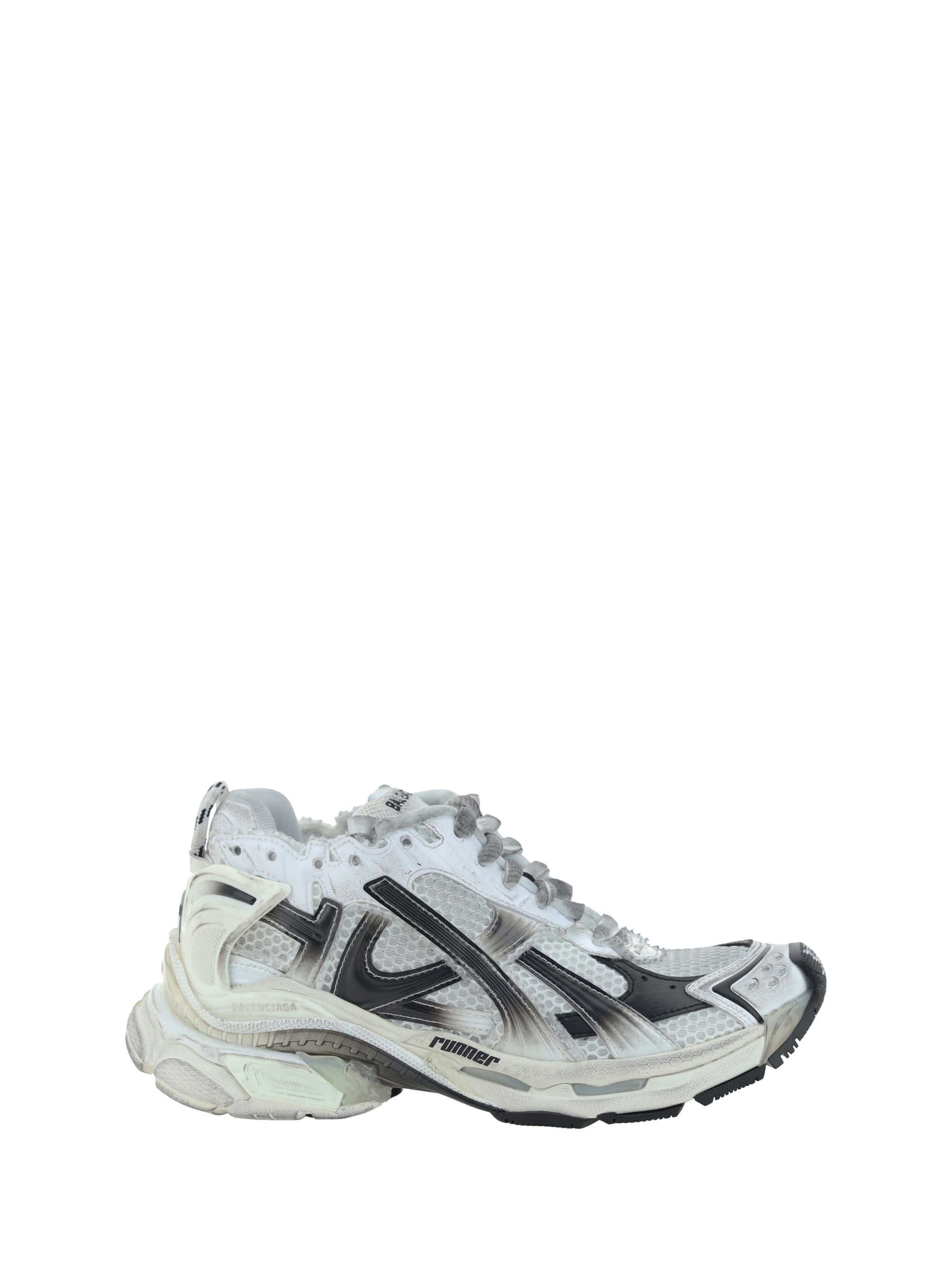 Shop Balenciaga Runner Sneakers In White/black