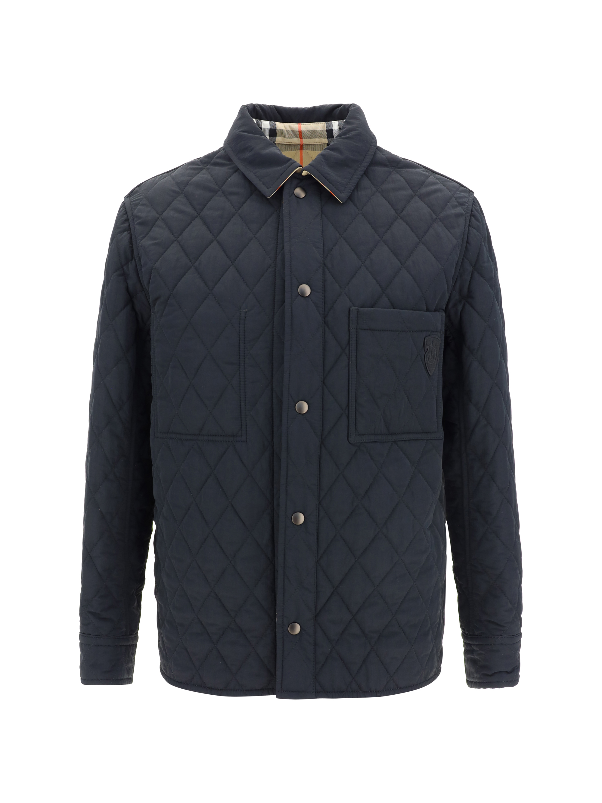 Burberry Quilts Reversible Jacket In Black/sand Ip Check