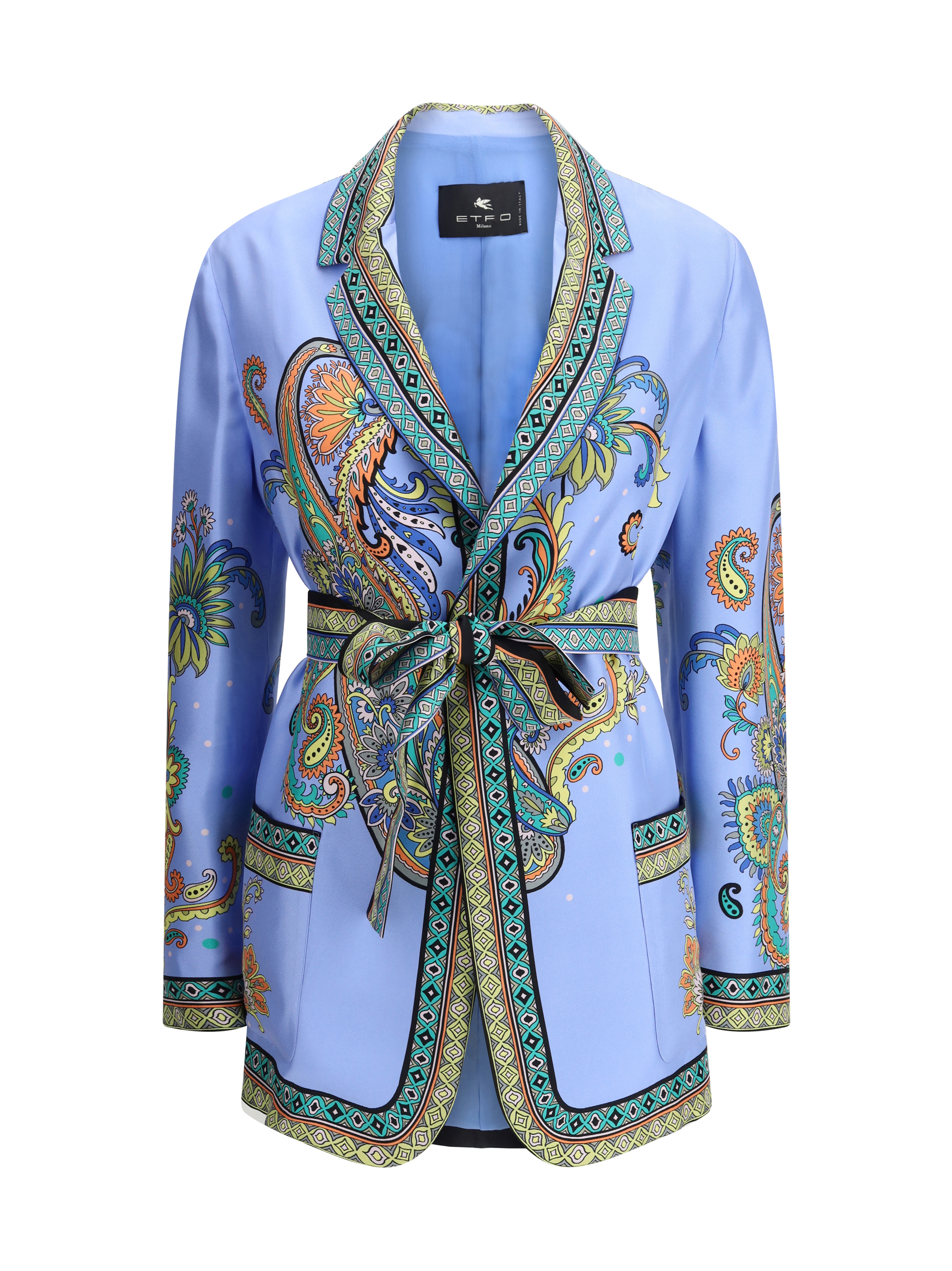 Shop Etro Embellished Silk Jacket In Multi