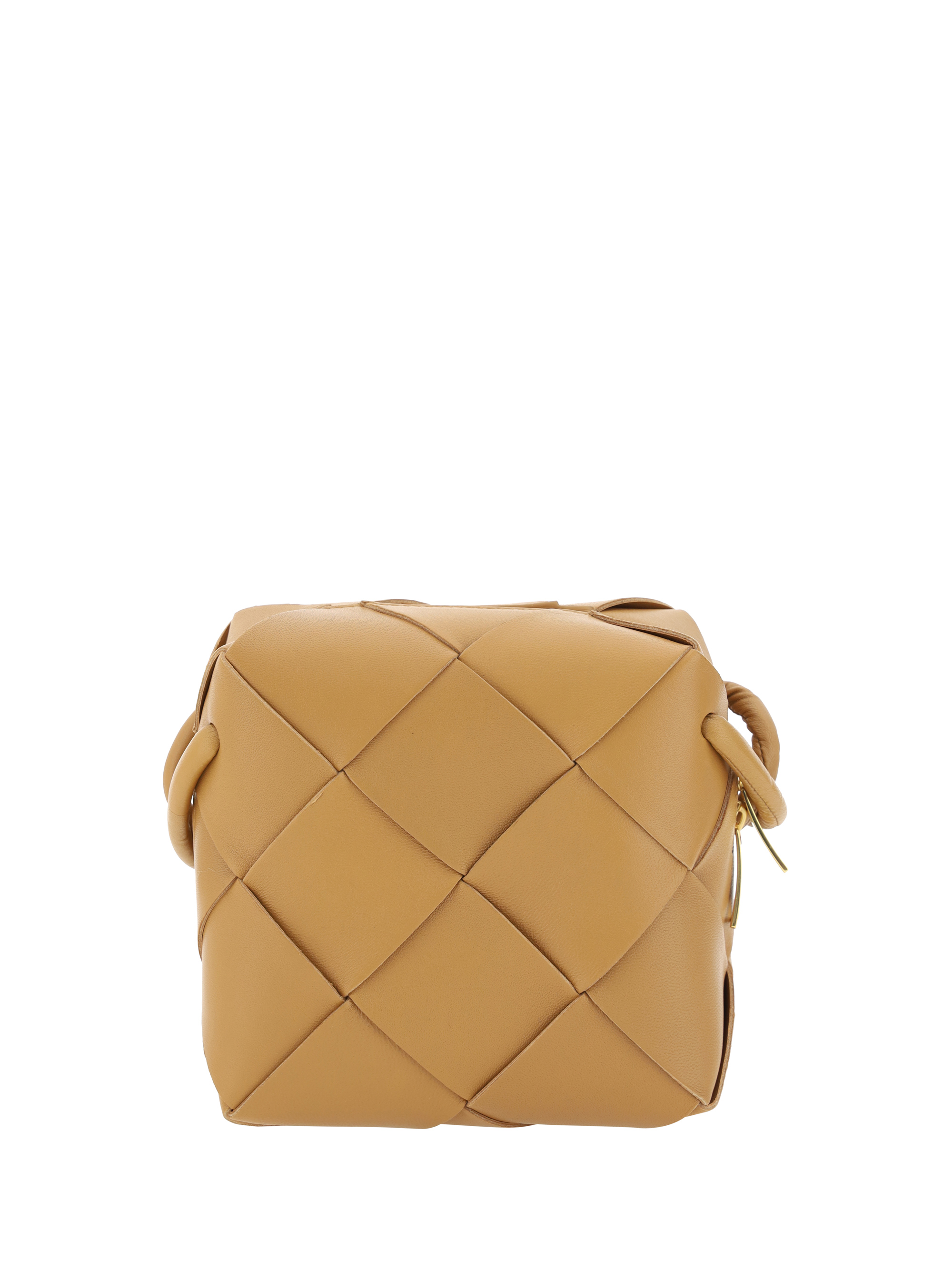Shop Bottega Veneta Mini Cassette Shoulder Bag In Caramel 20/gold