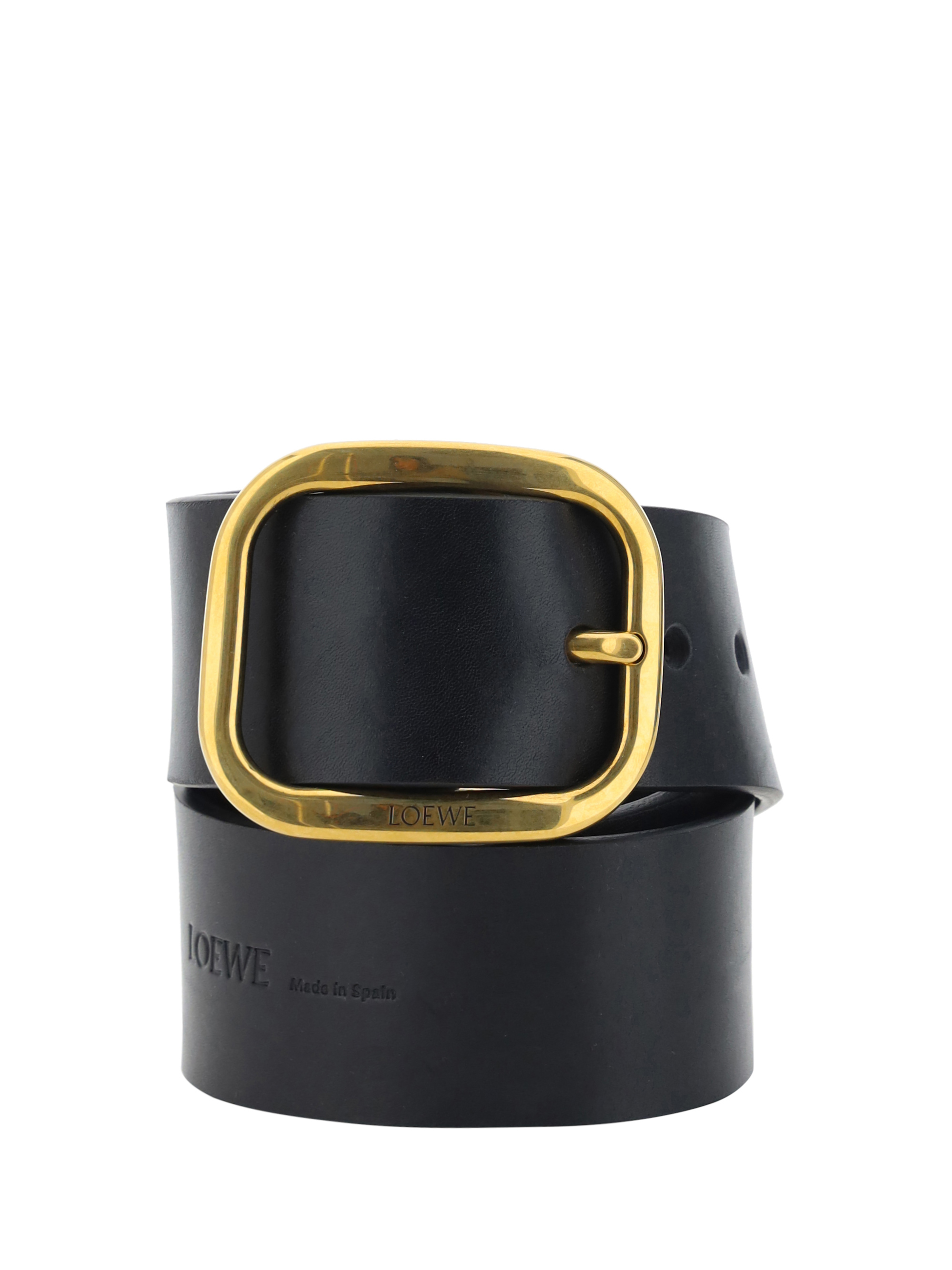 Shop Loewe Belt In Black/vintage Brass