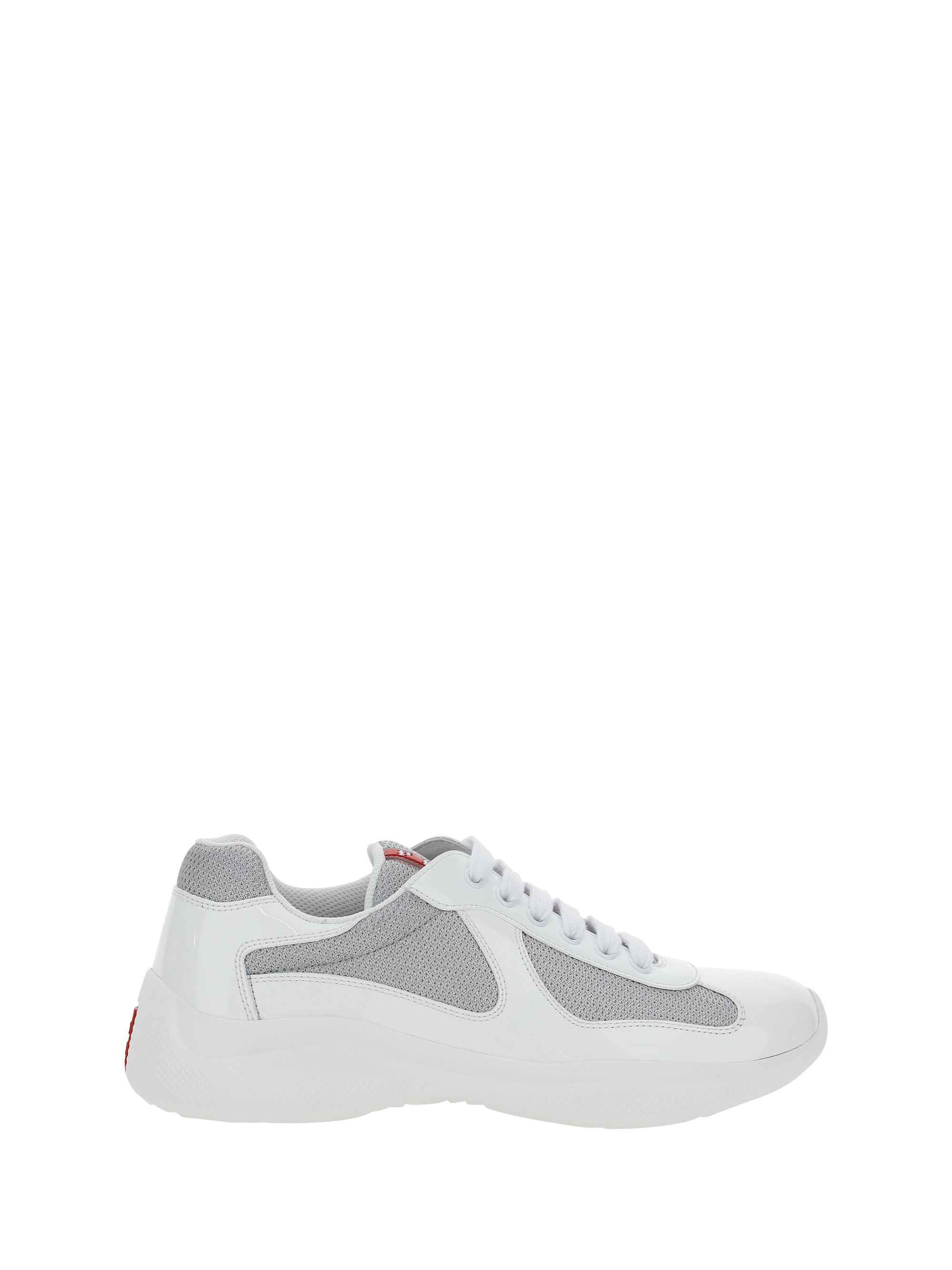 Shop Prada New America's Cup Sneakers In Bianco+argento