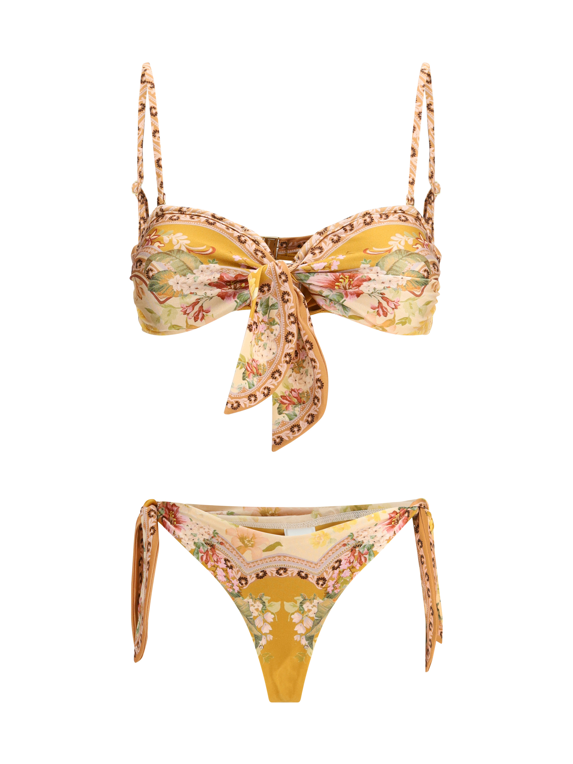 Shop Zimmermann Wylie Swimsuit In Mustard Floral